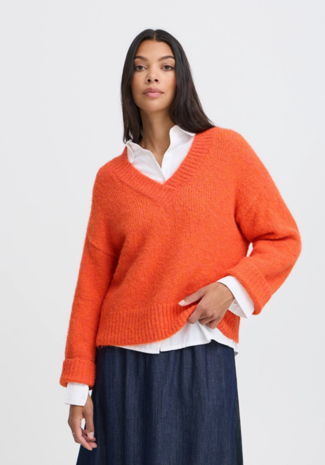 Millers V Jumper - Pureed Pumpkin Melange