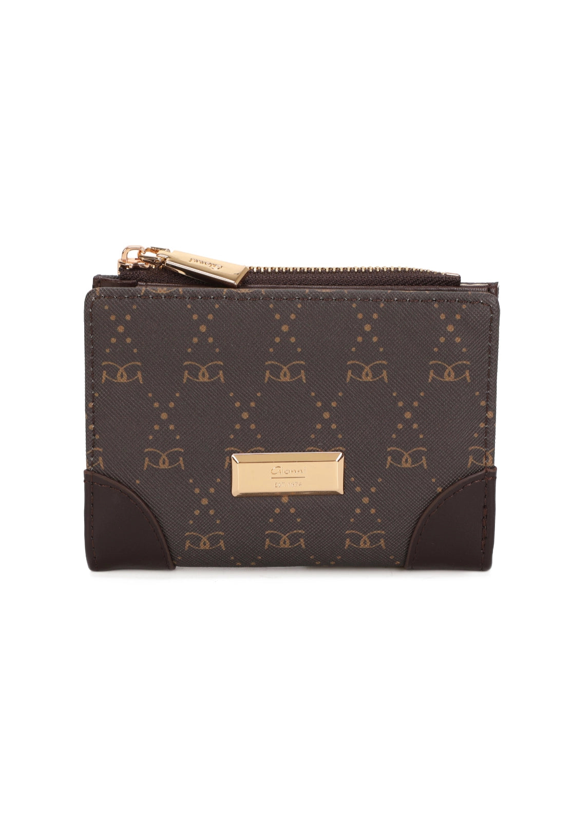 Elixir 12cm Stud Button Purse - Brown