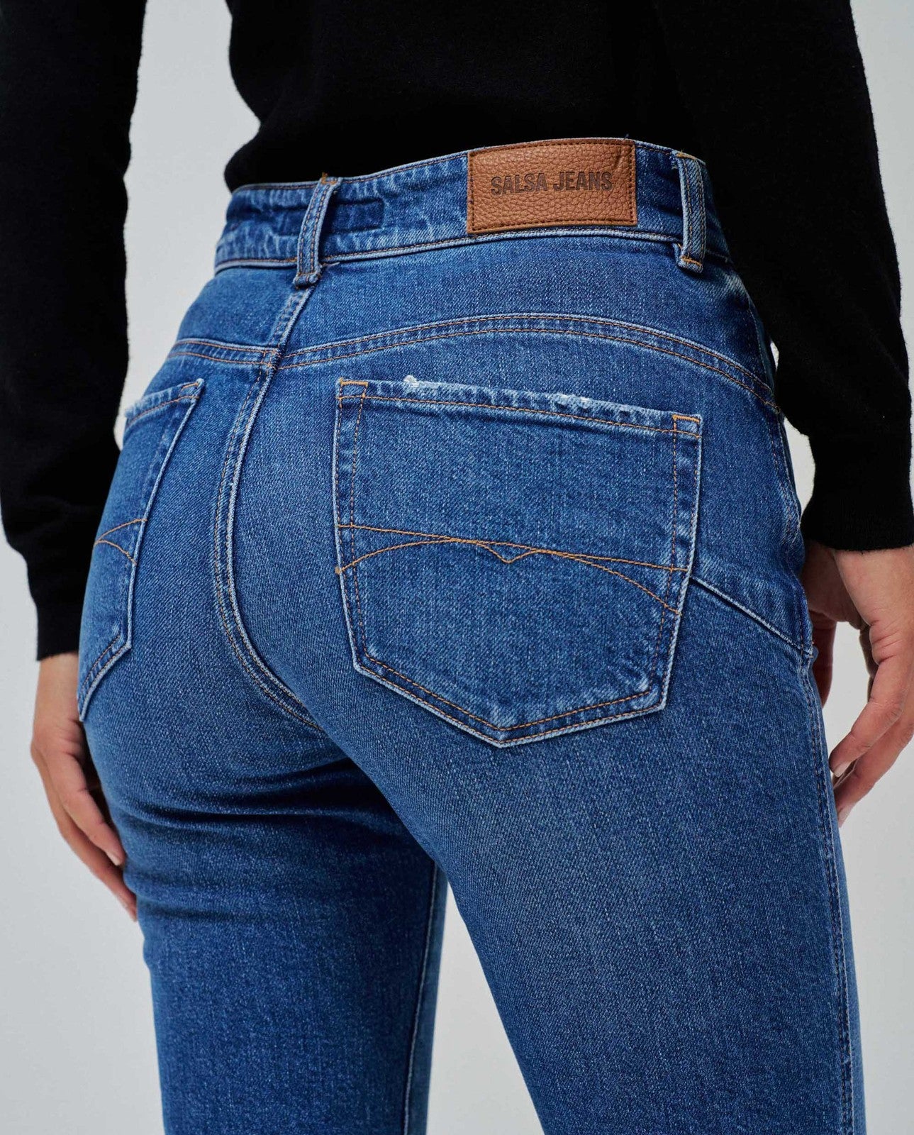 Salsa Faith Cropped Slim Jeans - Blue 5 Shaws Department Stores