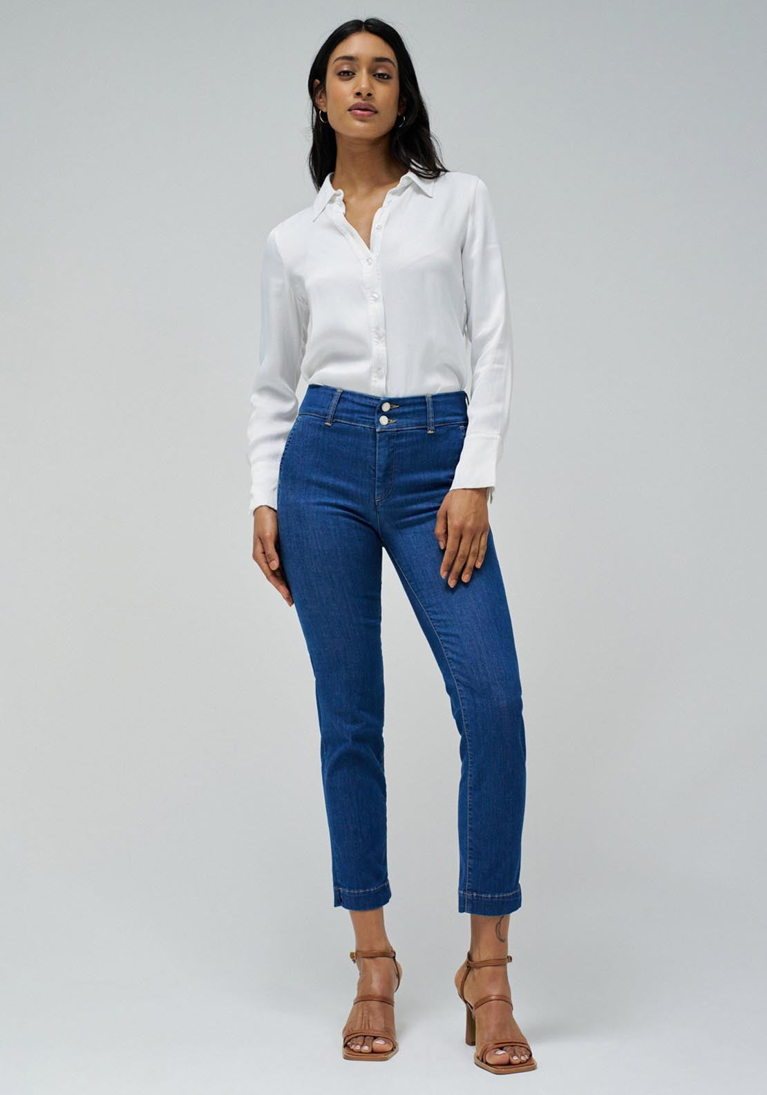 Salsa Secret Chino Push In Cropped Slim - Blue 5 Shaws Department Stores