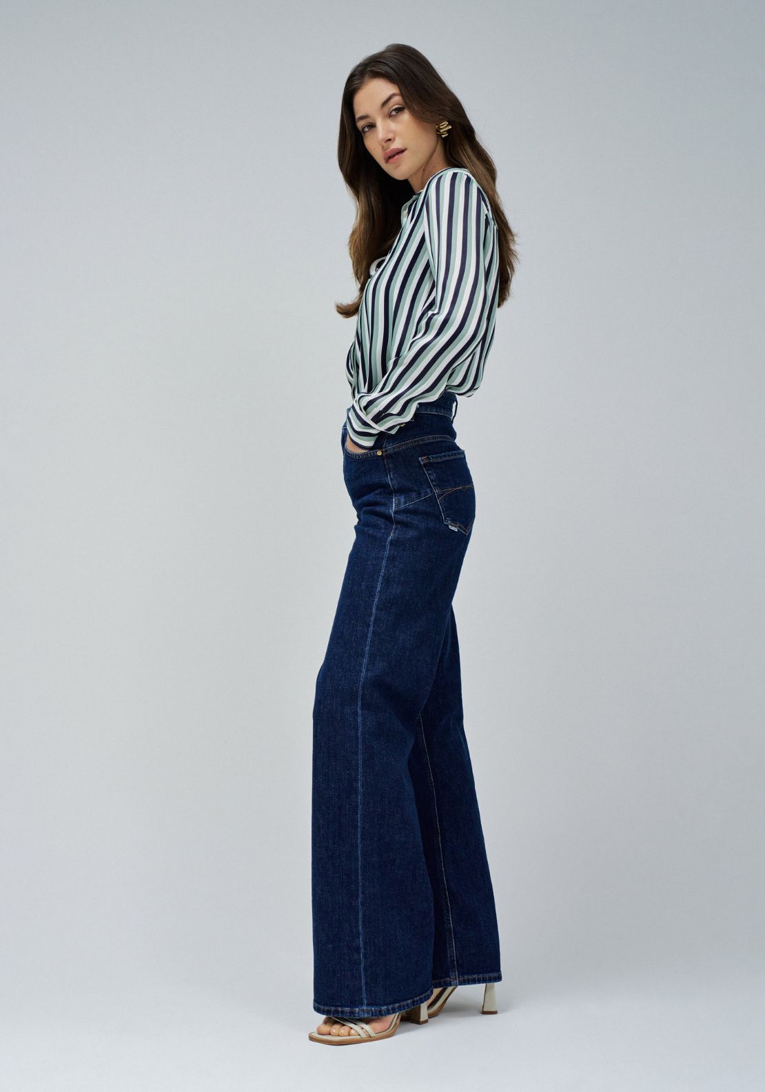 Salsa Faith Wide Leg Jeans - Blue 3 Shaws Department Stores