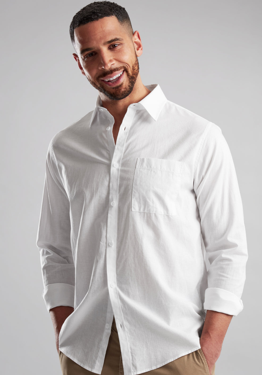 Vedoneire Summer Linen Blend Shirt - White 1 Shaws Department Stores