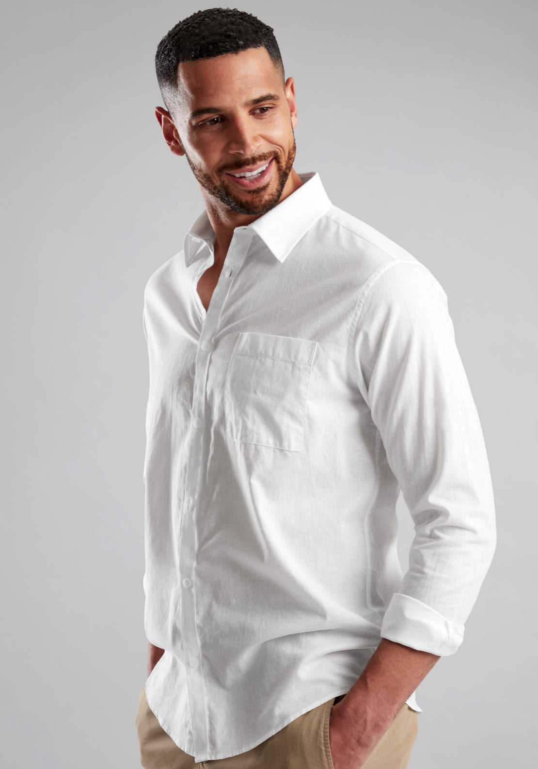 Vedoneire Summer Linen Blend Shirt - White 3 Shaws Department Stores