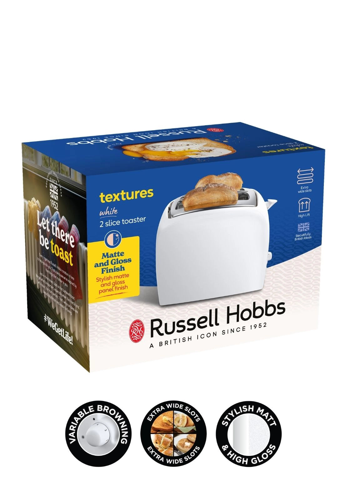 Textures 2 Slice Toaster White - Model 21640