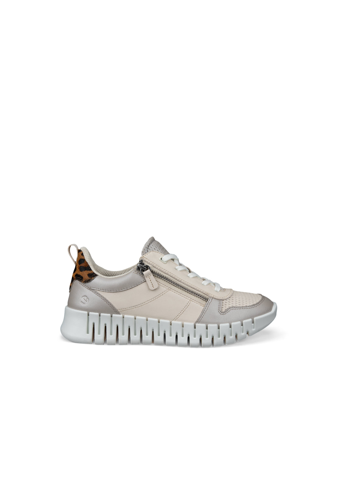 Ecco Gruuv Lace Sidezip Casual Trail Shoe - Pure Cashmere Foil 1 Shaws Department Stores