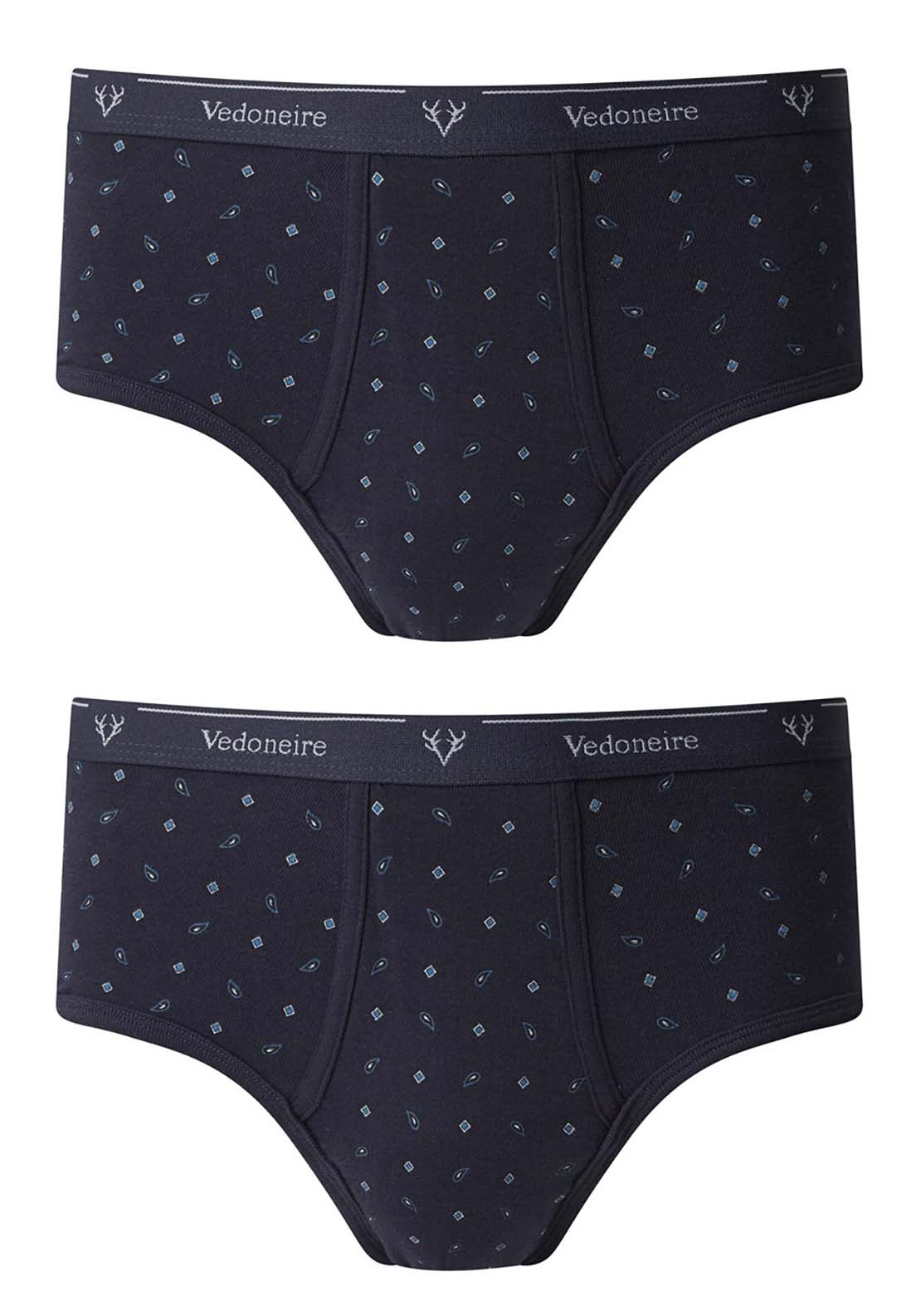 Vedoneire Mens Printed Cotton Executive Briefs 2 Pack - Navy 1 Shaws Department Stores