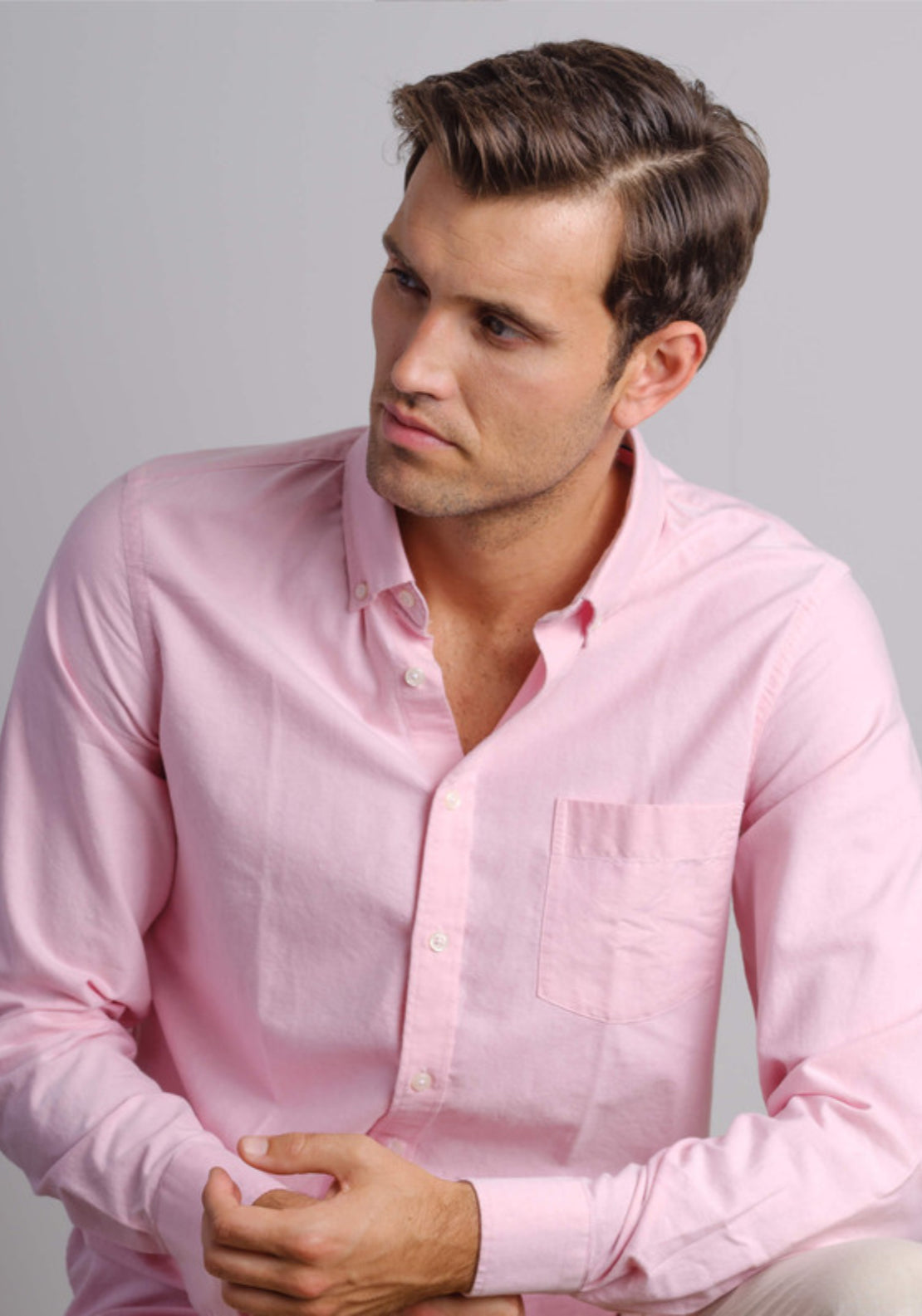 Vedoneire 100% Cotton Long Sleeve Oxford Shirt - Pink 2 Shaws Department Stores