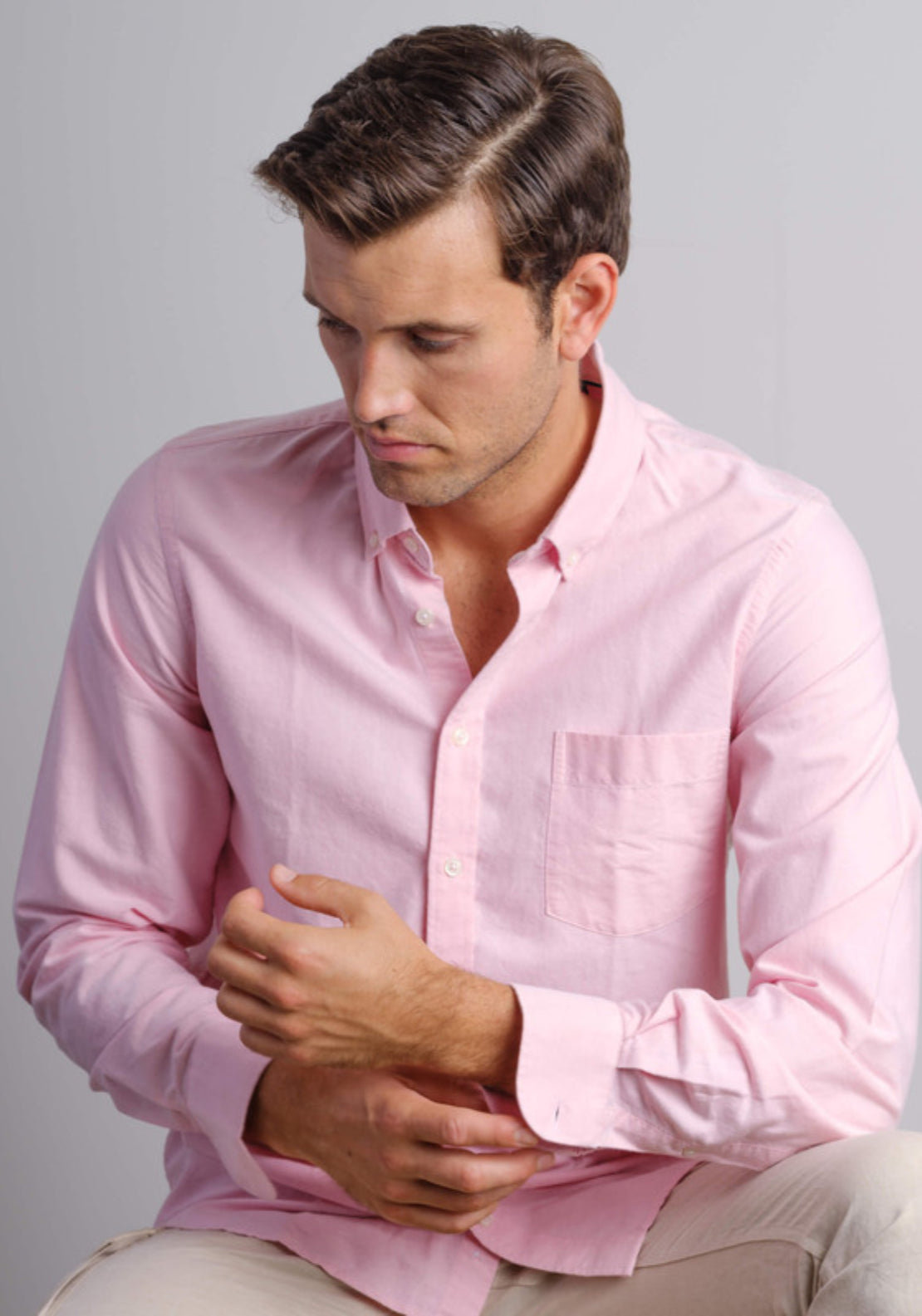 Vedoneire 100% Cotton Long Sleeve Oxford Shirt - Pink 1 Shaws Department Stores