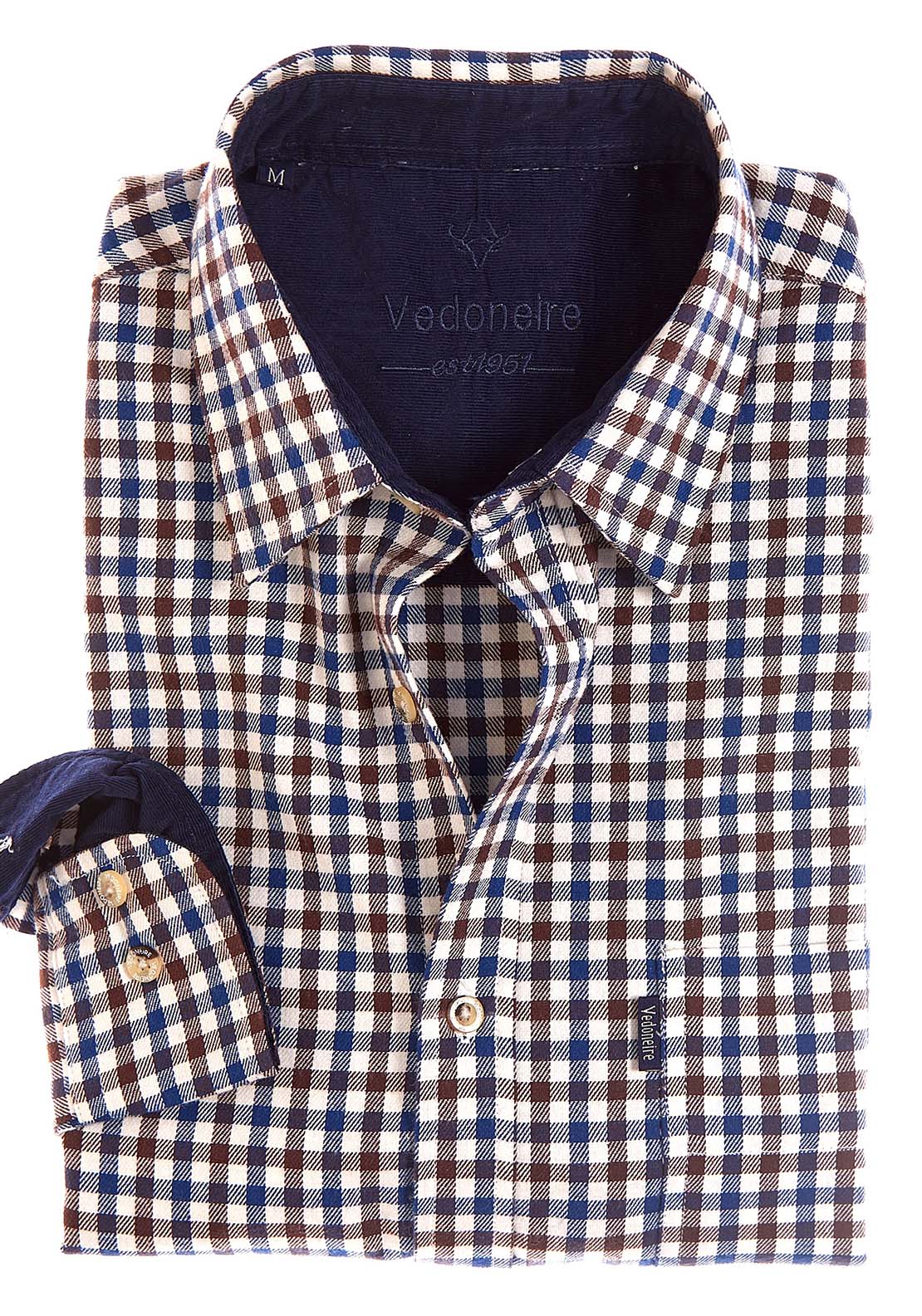 Vedoneire Heavy Brush Twill Shirt - Navy / Brown 1 Shaws Department Stores