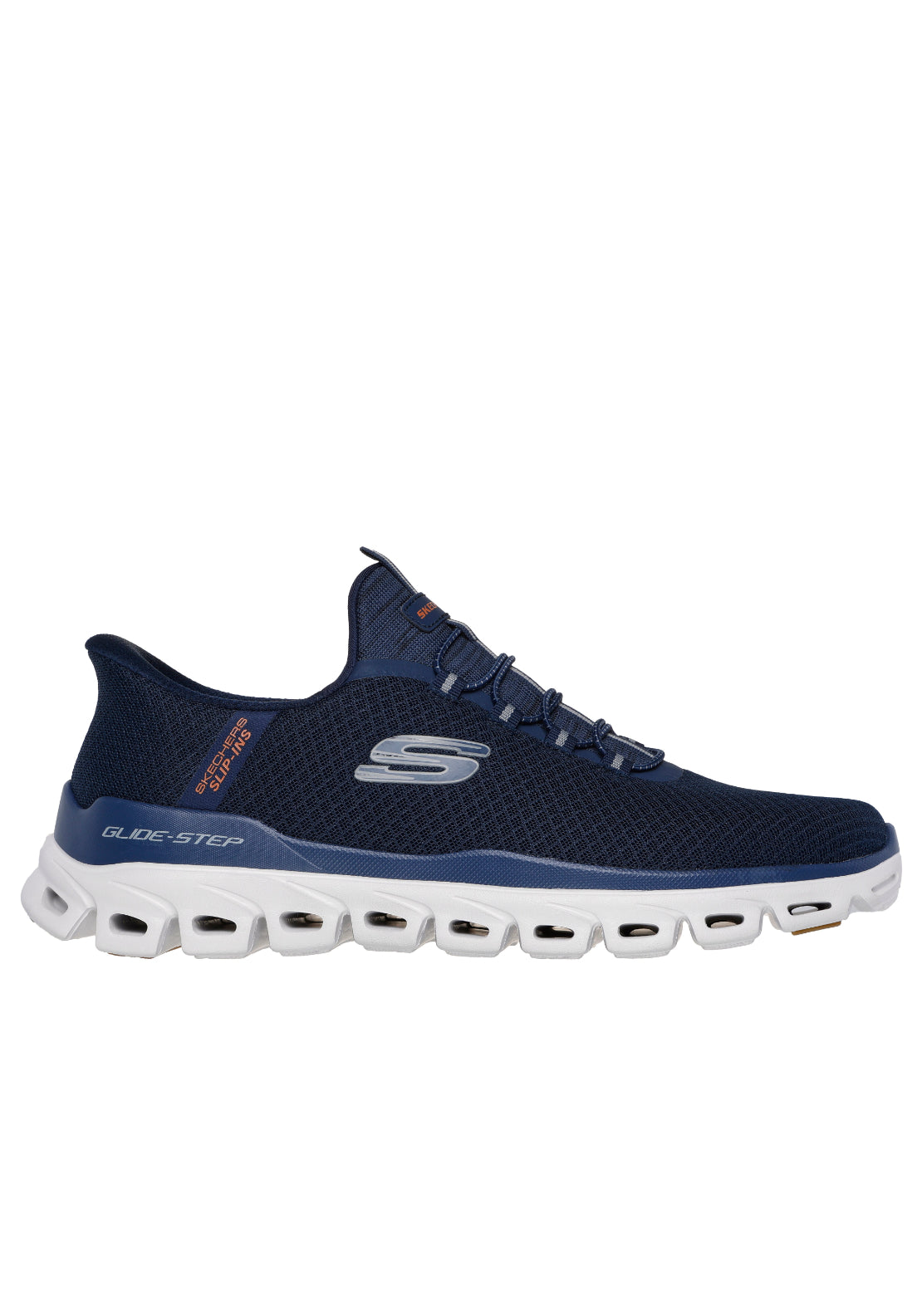 Skechers Slide Ins Glide Step Noxus - Navy / Tan 1 Shaws Department Stores