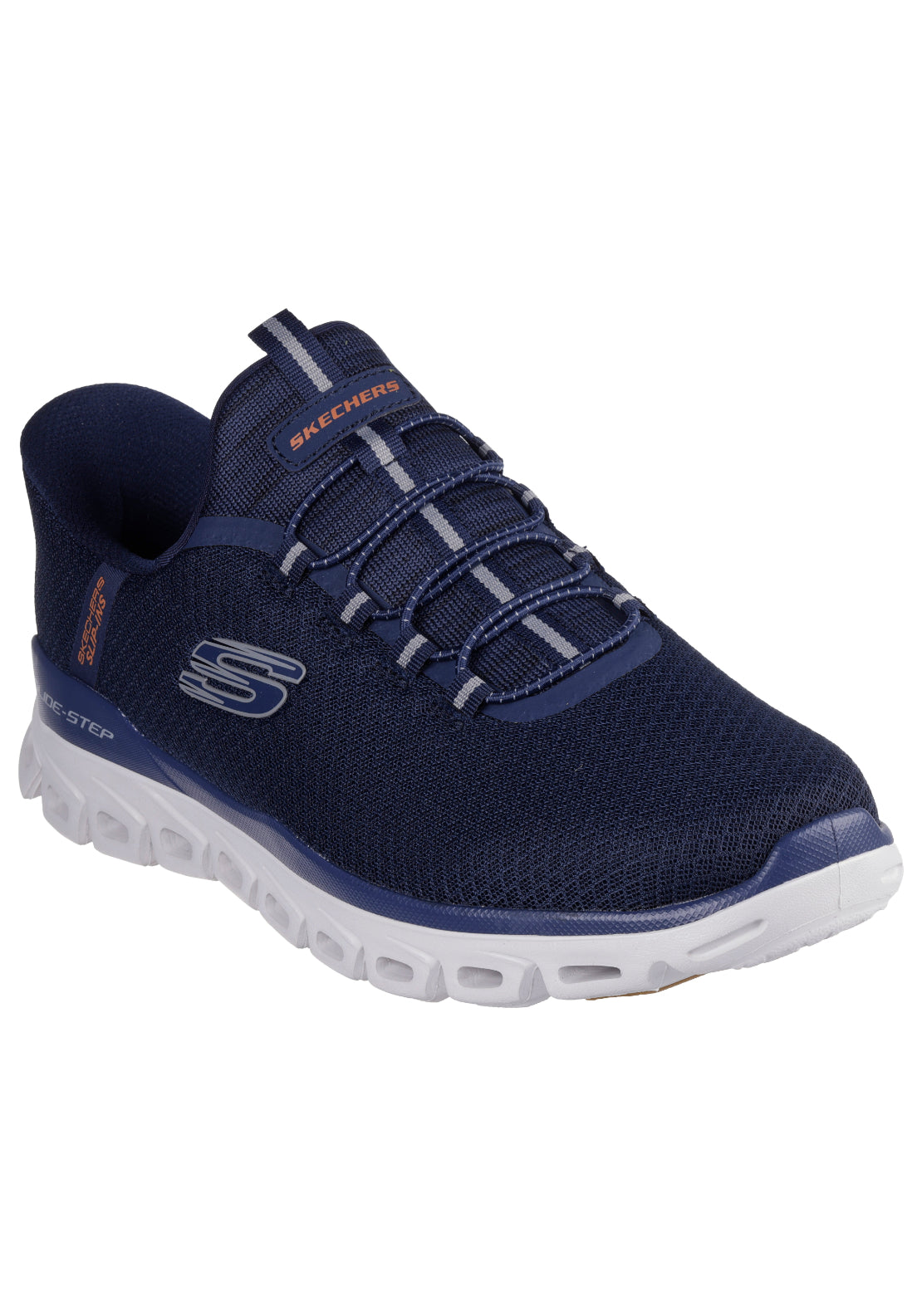 Skechers Slide Ins Glide Step Noxus - Navy / Tan 2 Shaws Department Stores