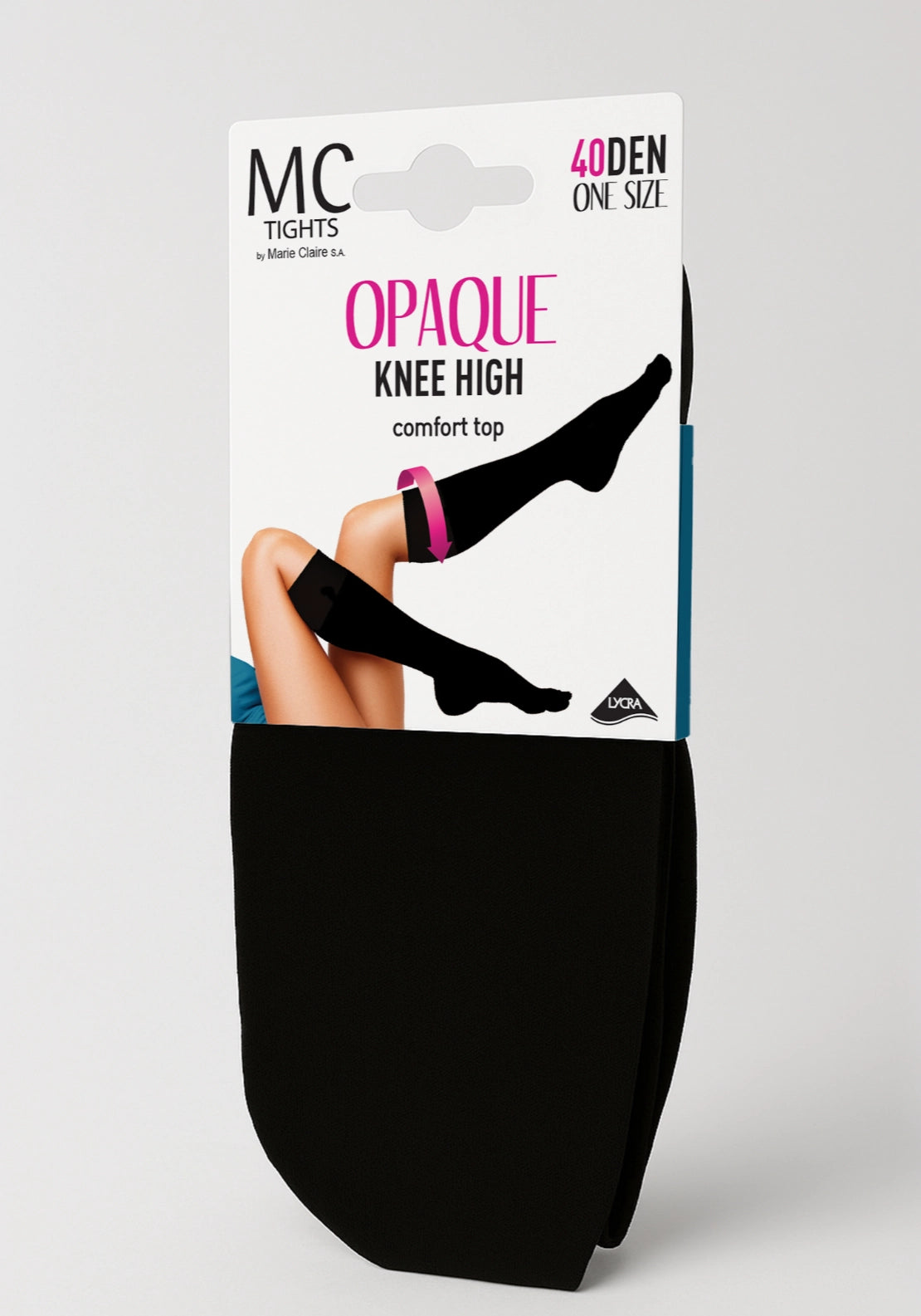 40 Denier Opaque Comfort Top Knee Highs - Black