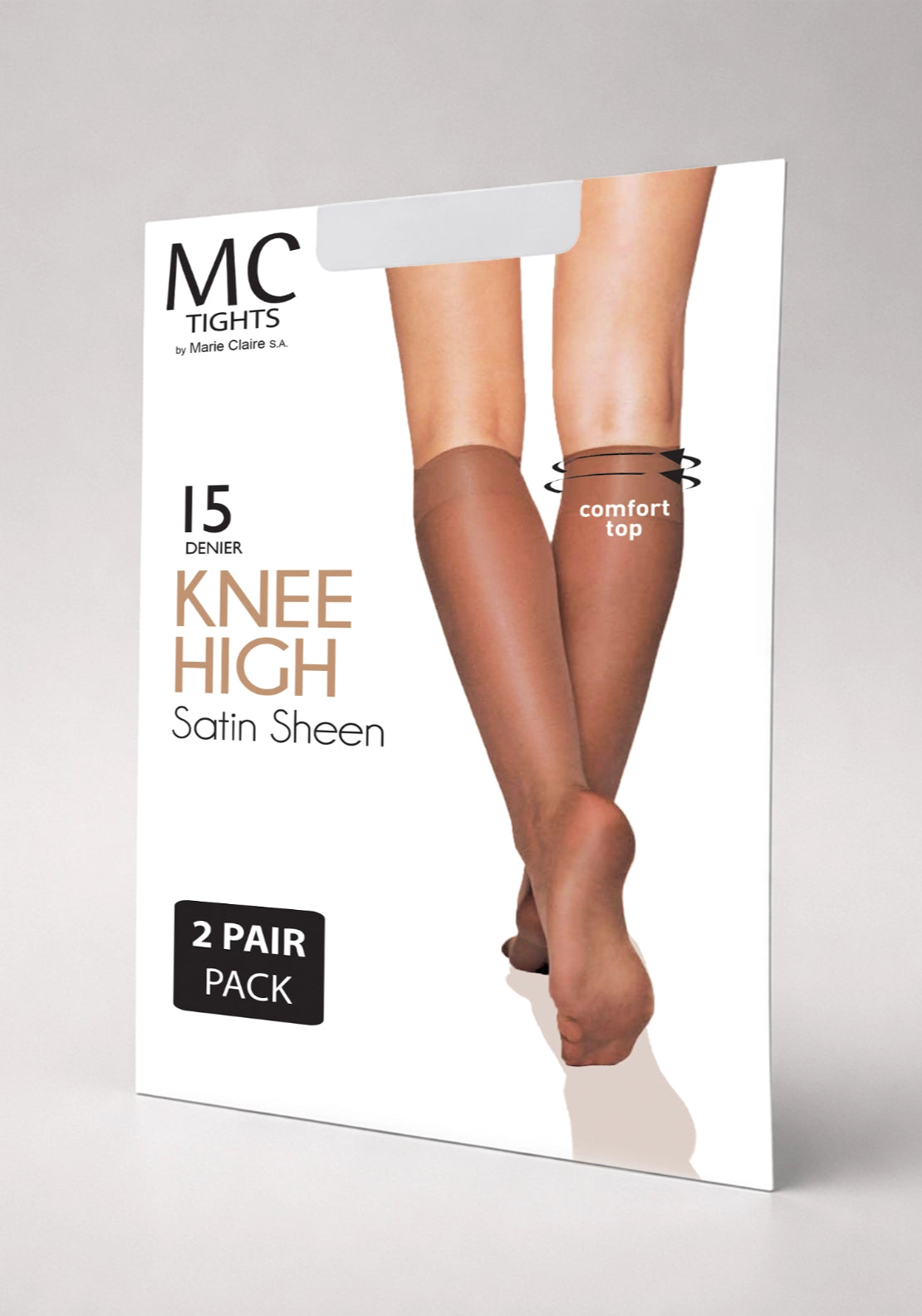 Marie Claire Satin Sheen 15 Denier Knee High 2 Pair Pack - Beige 2 Shaws Department Stores
