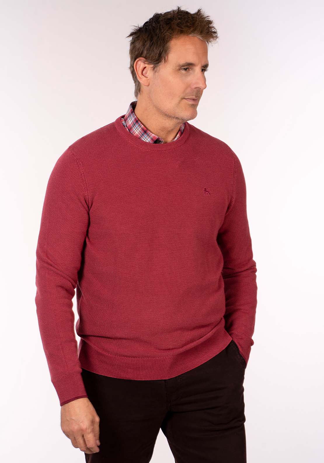 Lerros Crew Neck Knit - Deep Garnet Red 3 Shaws Department Stores