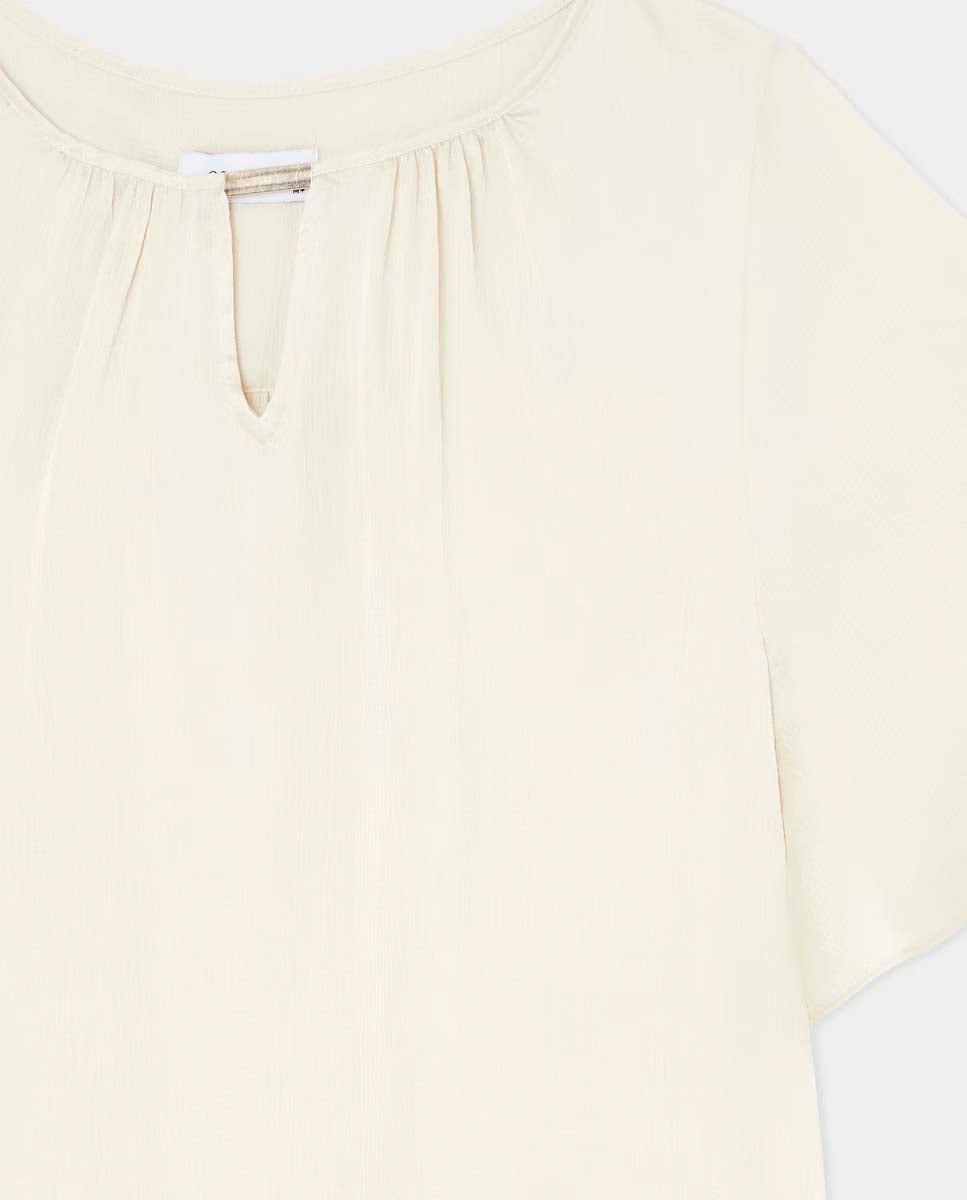 Couchel Bubble Saten Blouse - White 5 Shaws Department Stores