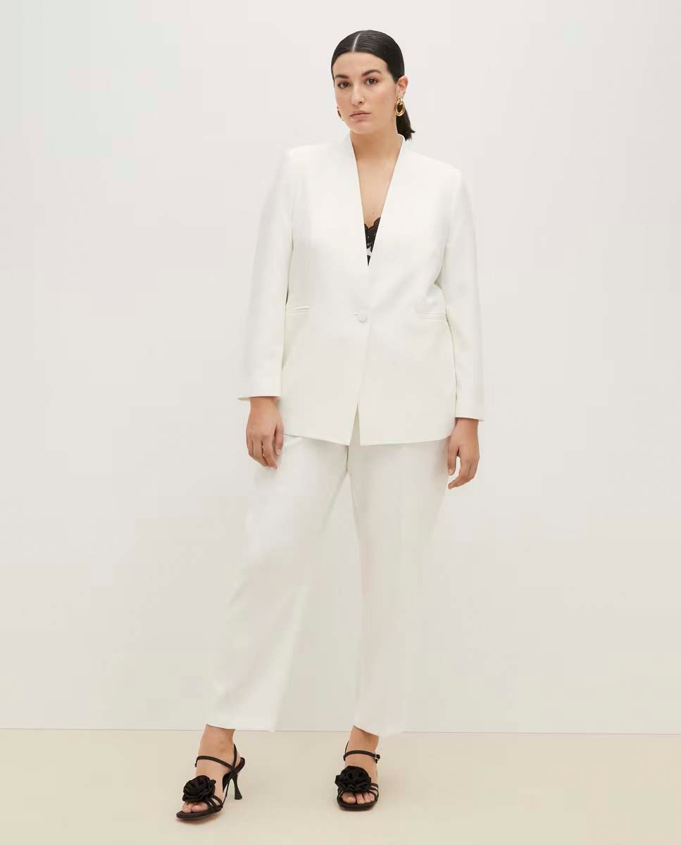 Couchel Plain Suit Without Lapel - White 3 Shaws Department Stores