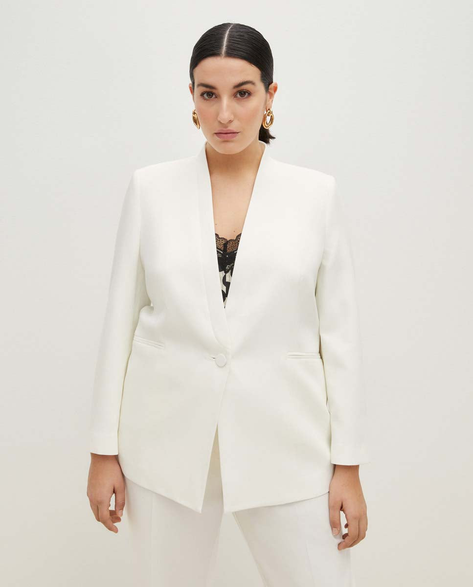 Couchel Plain Suit Without Lapel - White 1 Shaws Department Stores