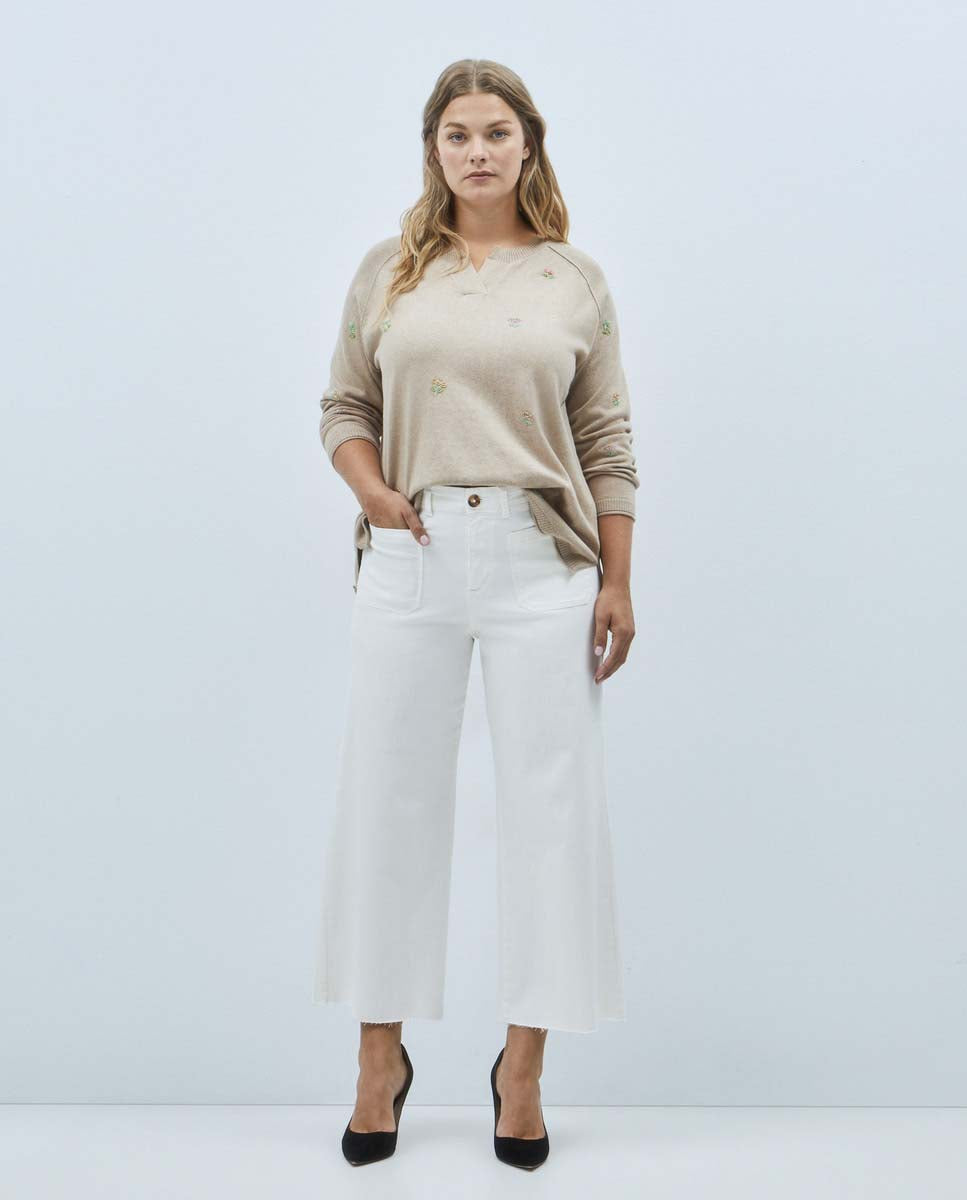 Couchel Culotte Alice Trouser - White 1 Shaws Department Stores