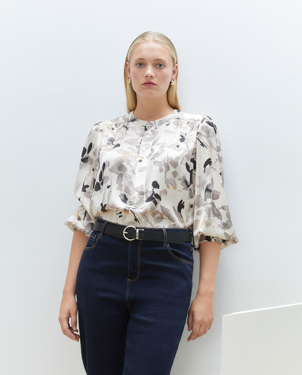 Couchel Printed Blouse - White 1 Shaws Department Stores