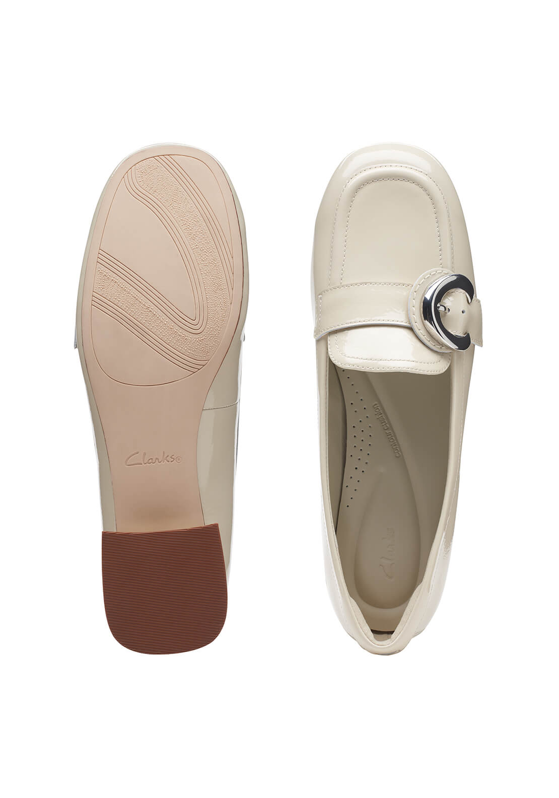 Clarks Daiss30 Trim Heeled Loafer - Ivory 5 Shaws Department Stores