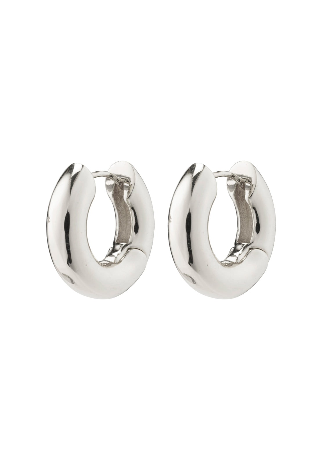 Aica Silver Plated Chunky Hoop Earrings - Silver