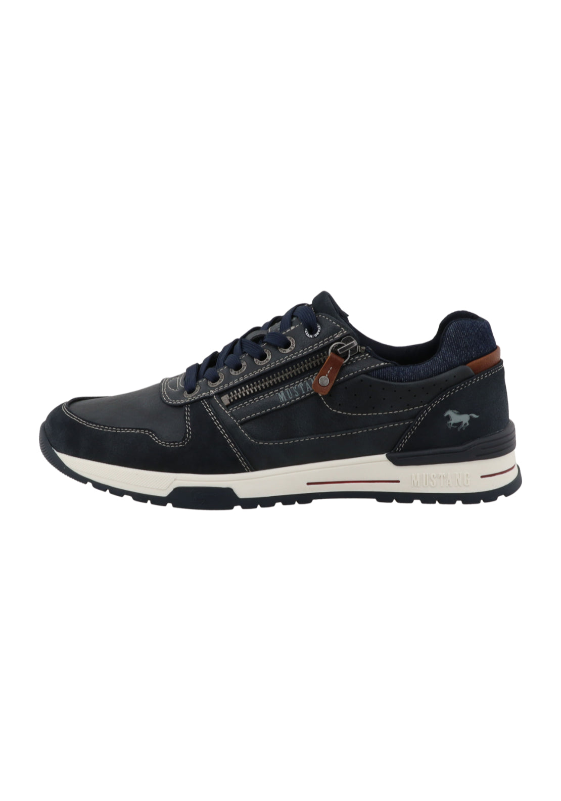 Mustang Side Zip Trainer - Navy 1 Shaws Department Stores