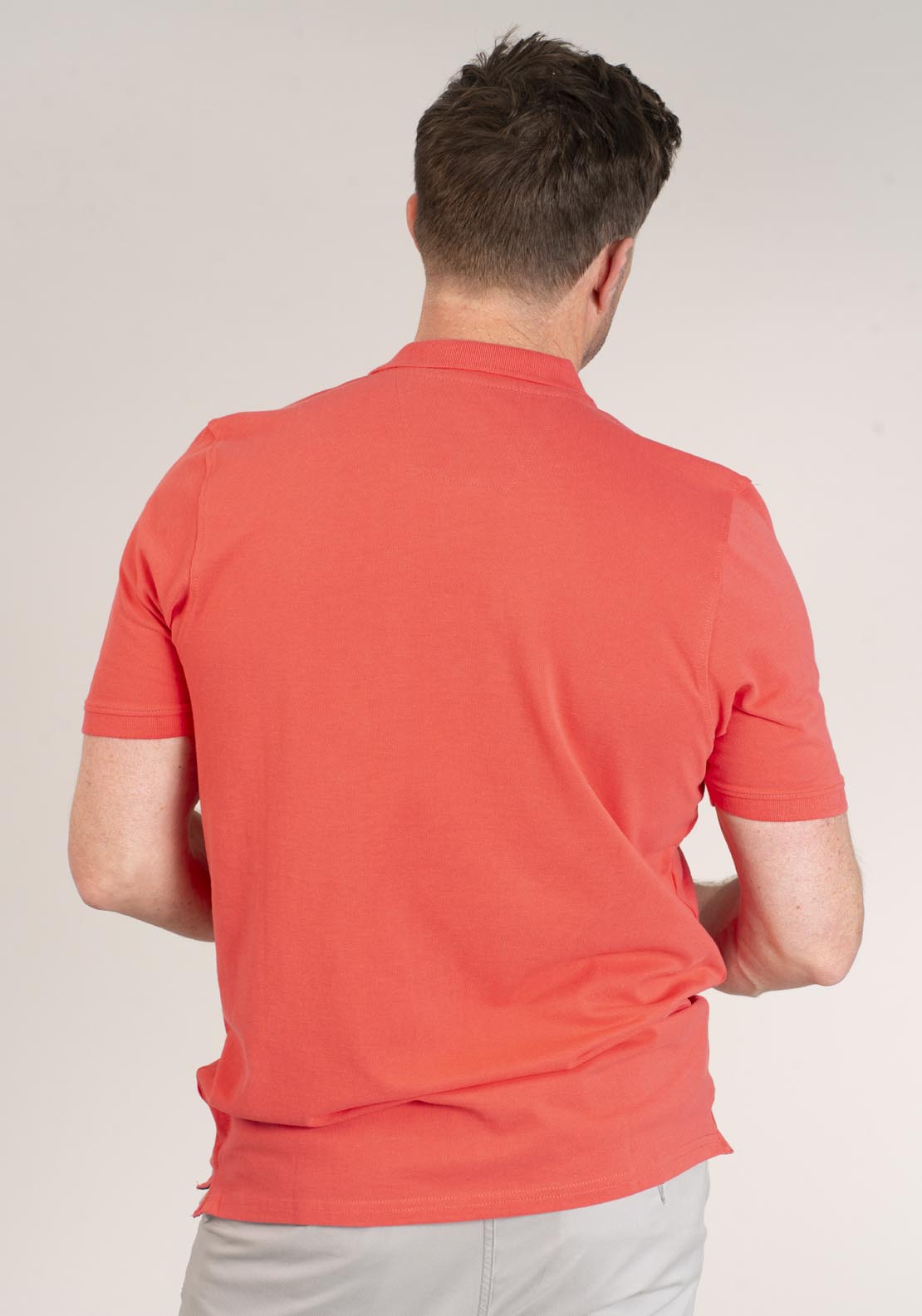 Yeats Niels Short-sleeve Polo Pink Coral 2 Shaws Department Stores