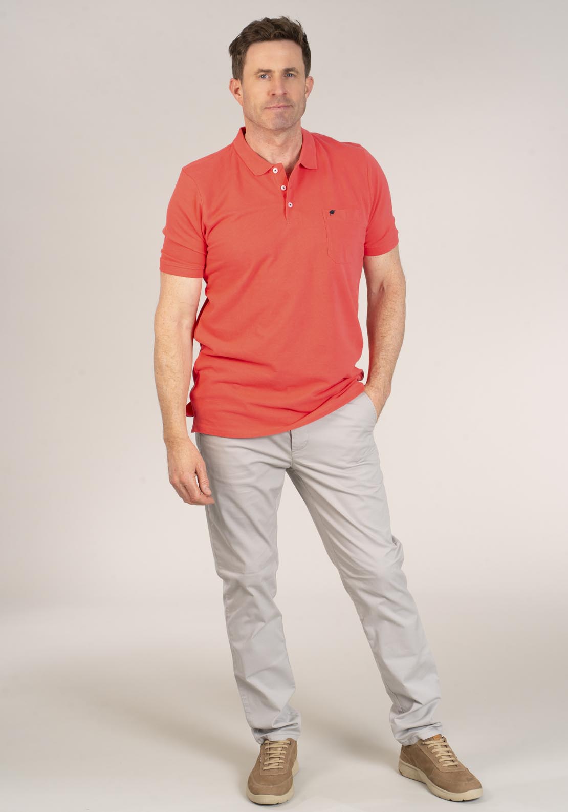 Yeats Niels Short-sleeve Polo Pink Coral 4 Shaws Department Stores
