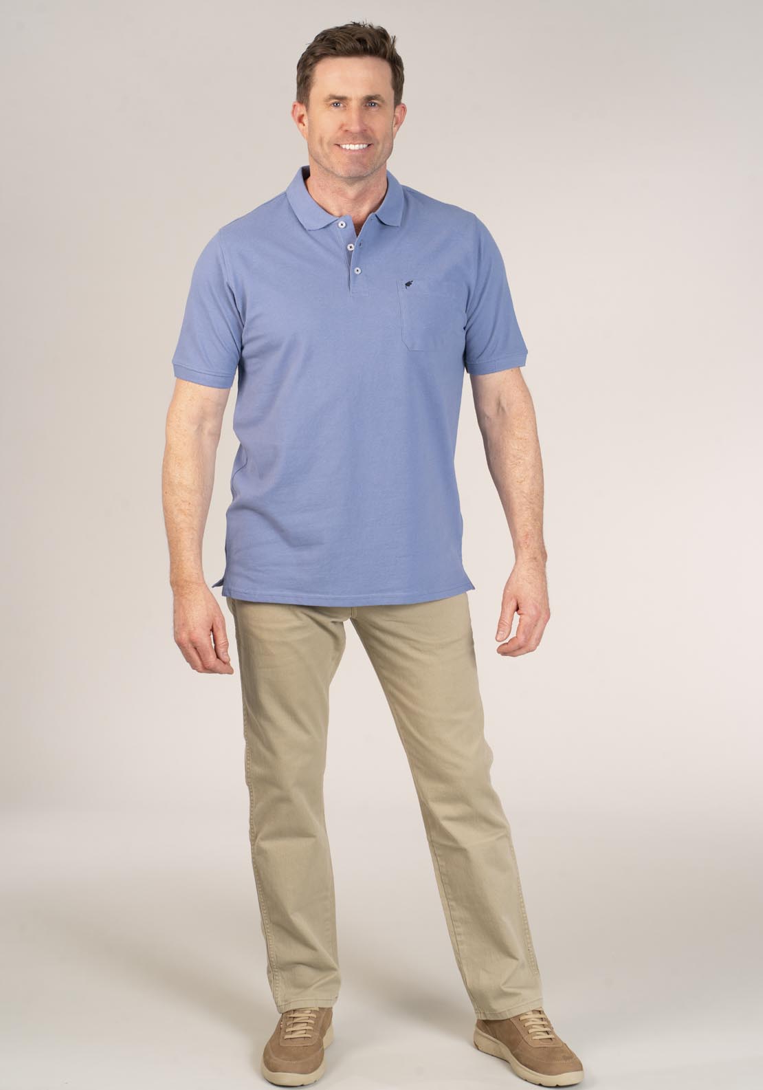 Yeats Niels Short-sleeve Polo - Colony Blue 5 Shaws Department Stores