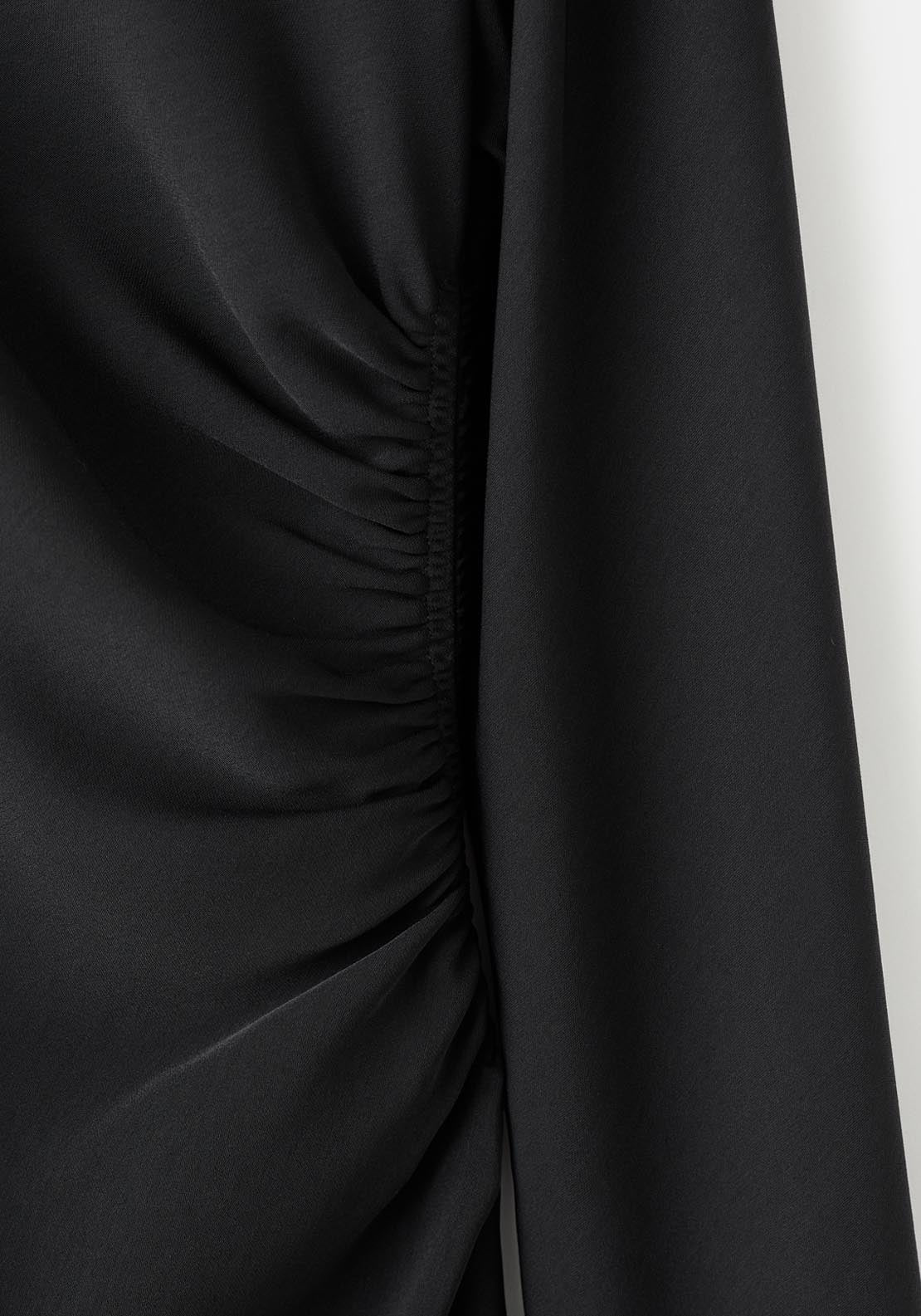 Ruched Midi Dress - Black