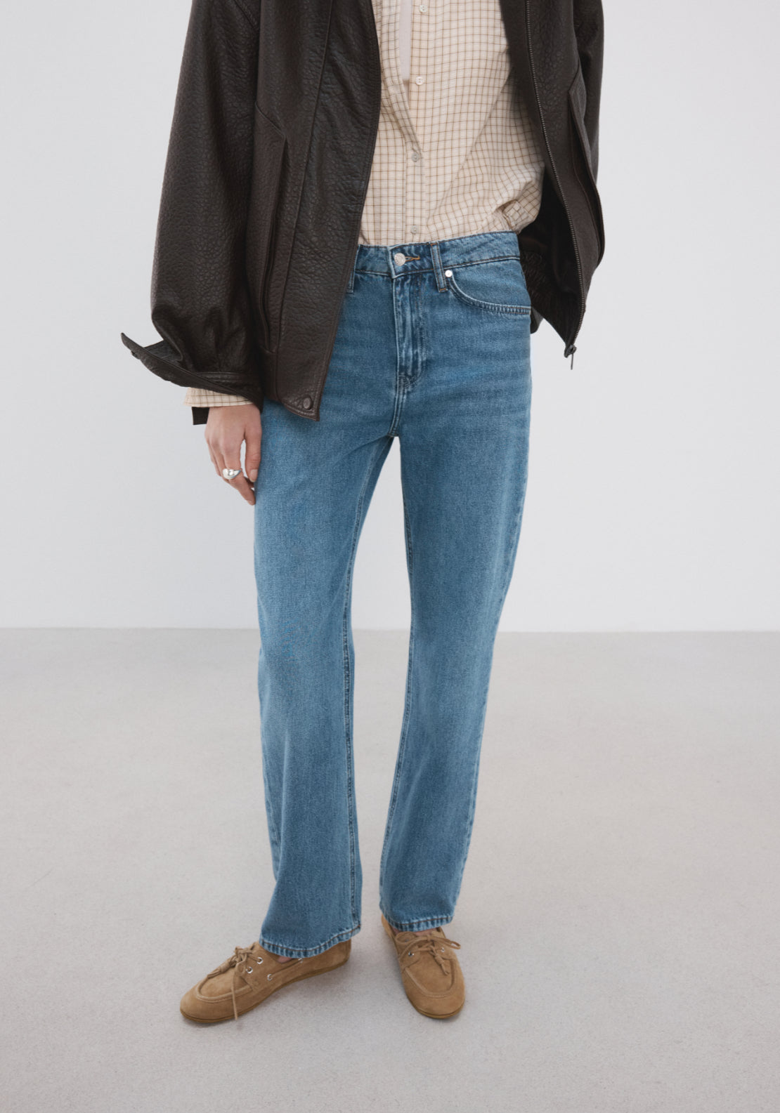 Mango Matilda Straight Fit Medium Rise Jeans - Blue 1 Shaws Department Stores