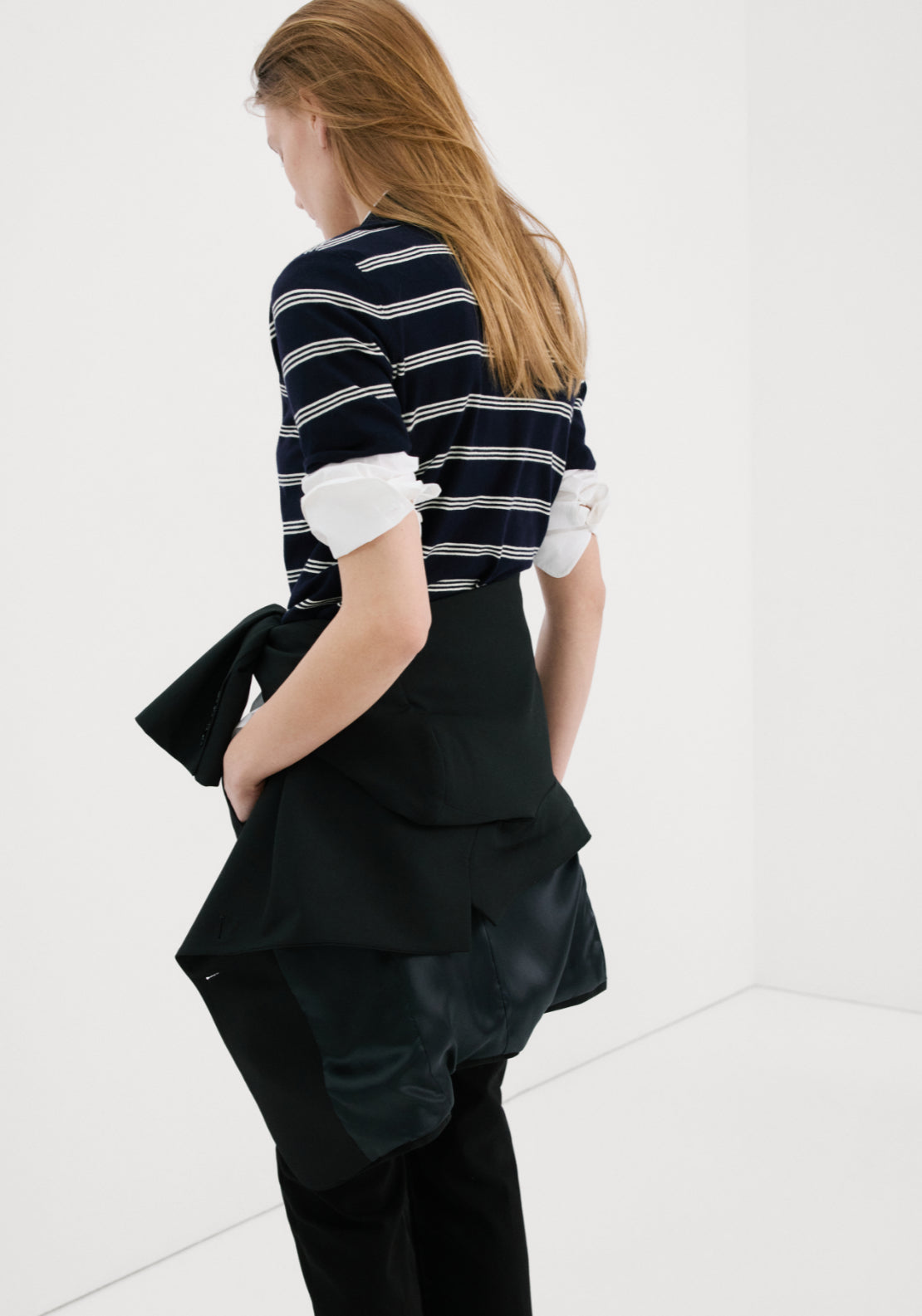 Striped Polo Neck Sweater - Blue