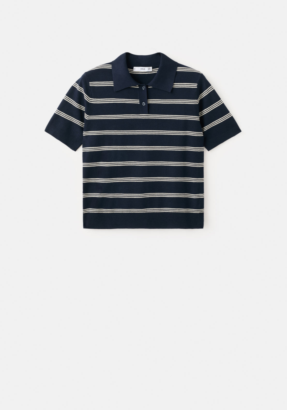 Striped Polo Neck Sweater - Blue