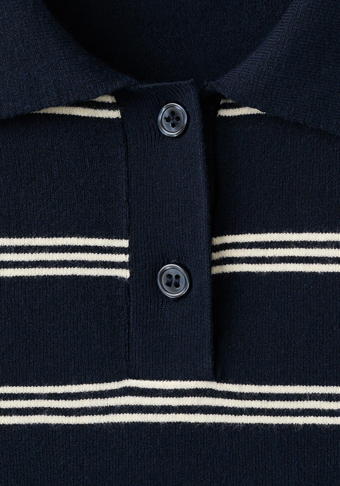 Mango Striped Polo Neck Sweater - Navy 8 Shaws Department Stores
