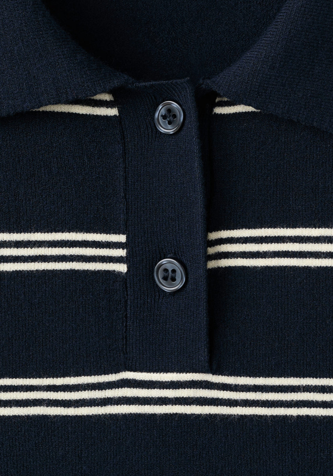 Striped Polo Neck Sweater - Blue