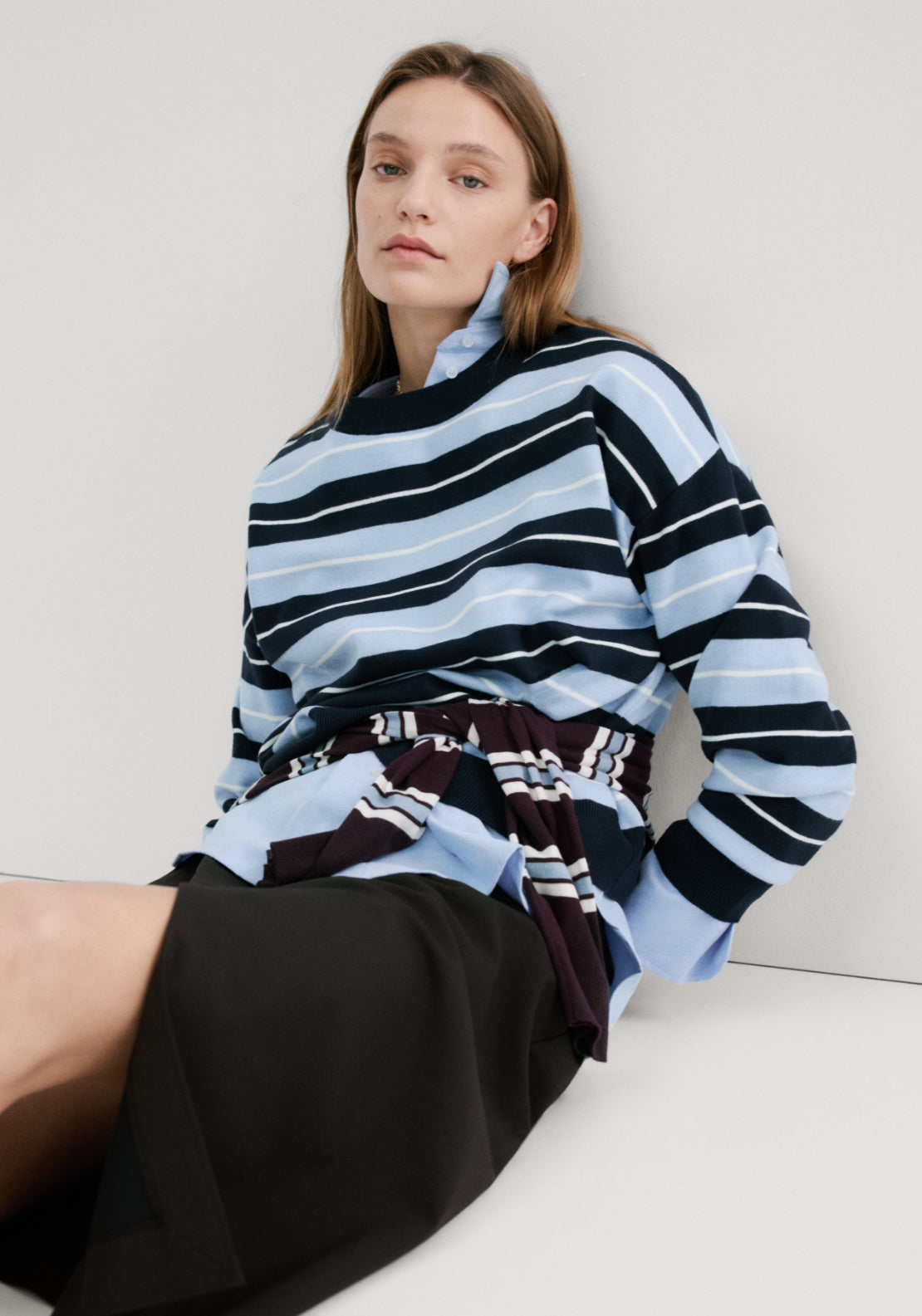 Knit Striped Sweater - Blue