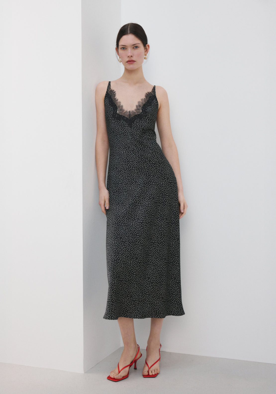 Polka Dot Lace Dress - Black