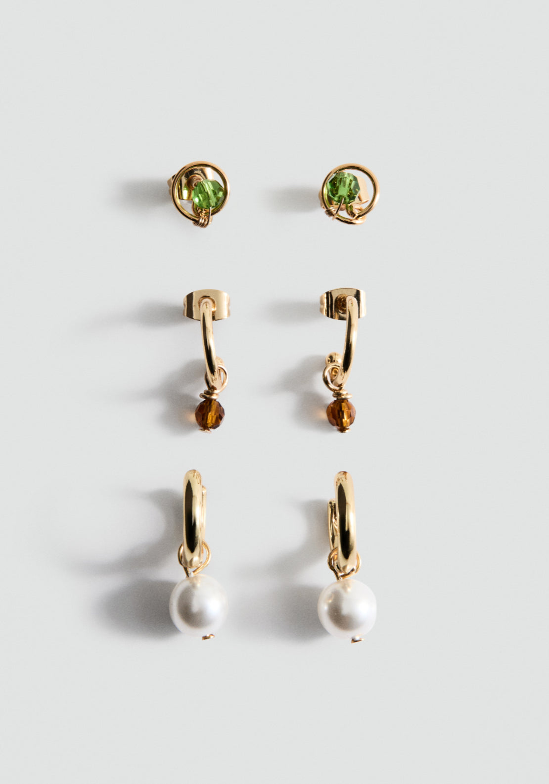 Combined Earring Triple Set - Gold