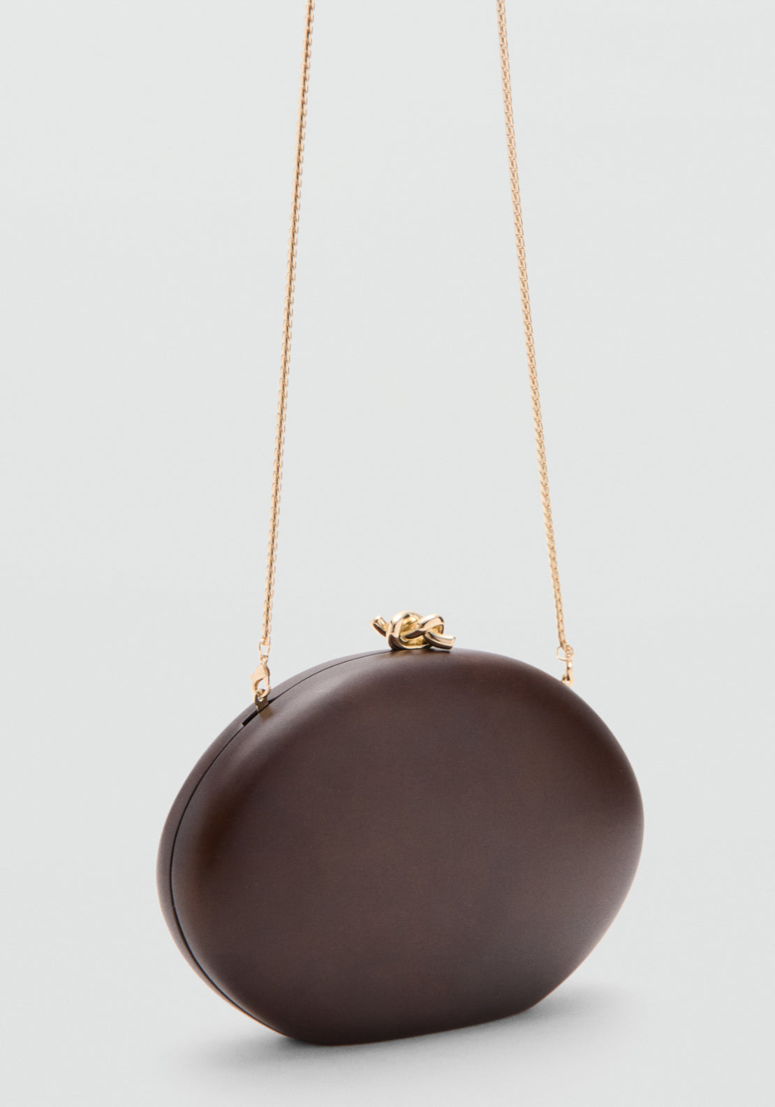 Oval Clutch Bag - Brown
