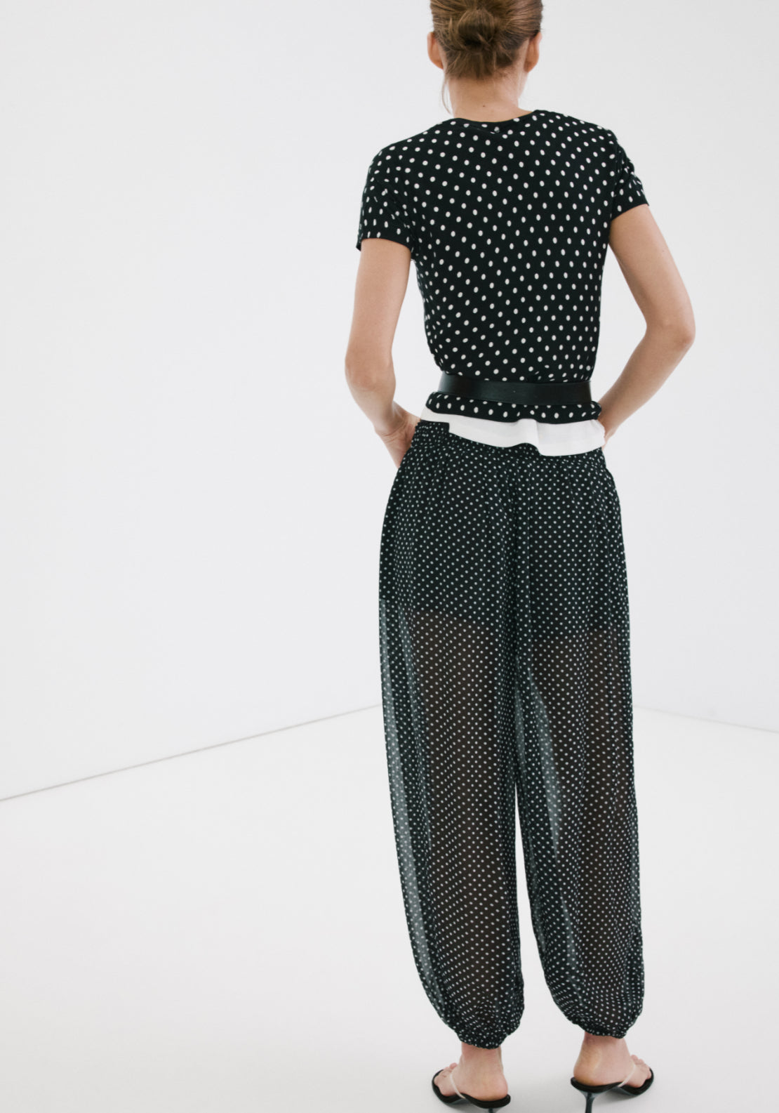 Polka Dot Knitted Sweater - Black
