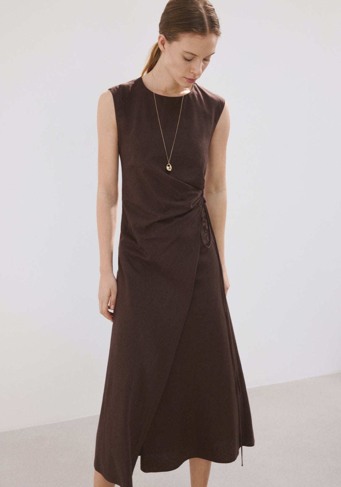 Wrap Midi-Dress With Knot