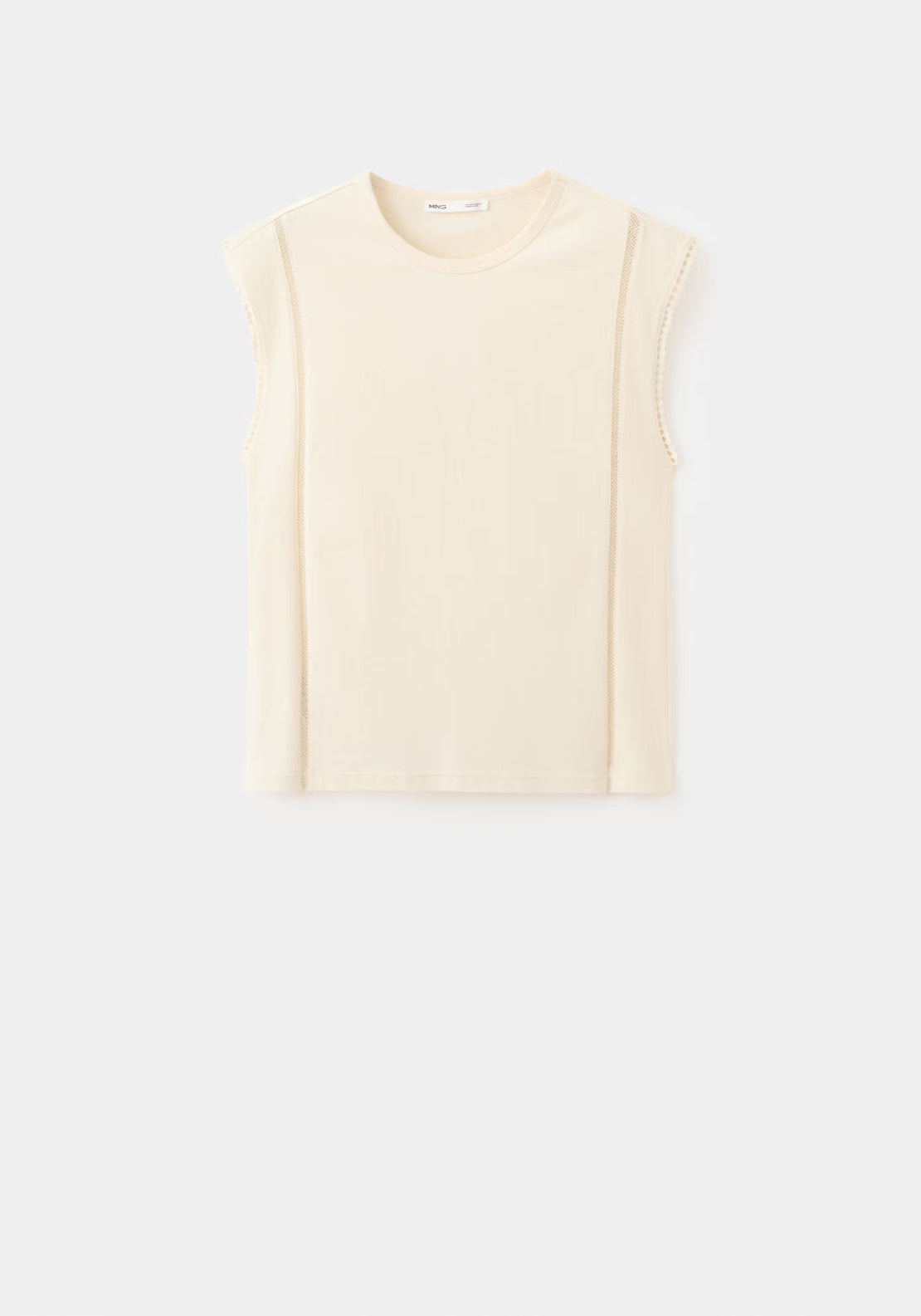 Mango 100% Cotton Marea Embroidered Cutwork Cotton T-Shirt - Cream 11 Shaws Department Stores