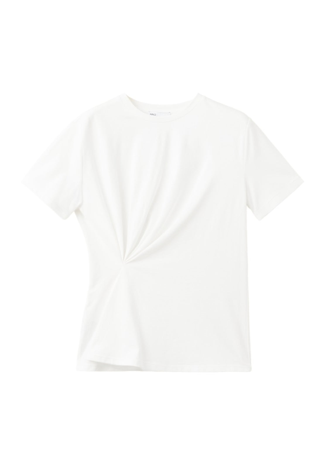 Mango 100% Cotton Kiwix T-Shirt With Pucker Detail - White 5 Shaws Department Stores