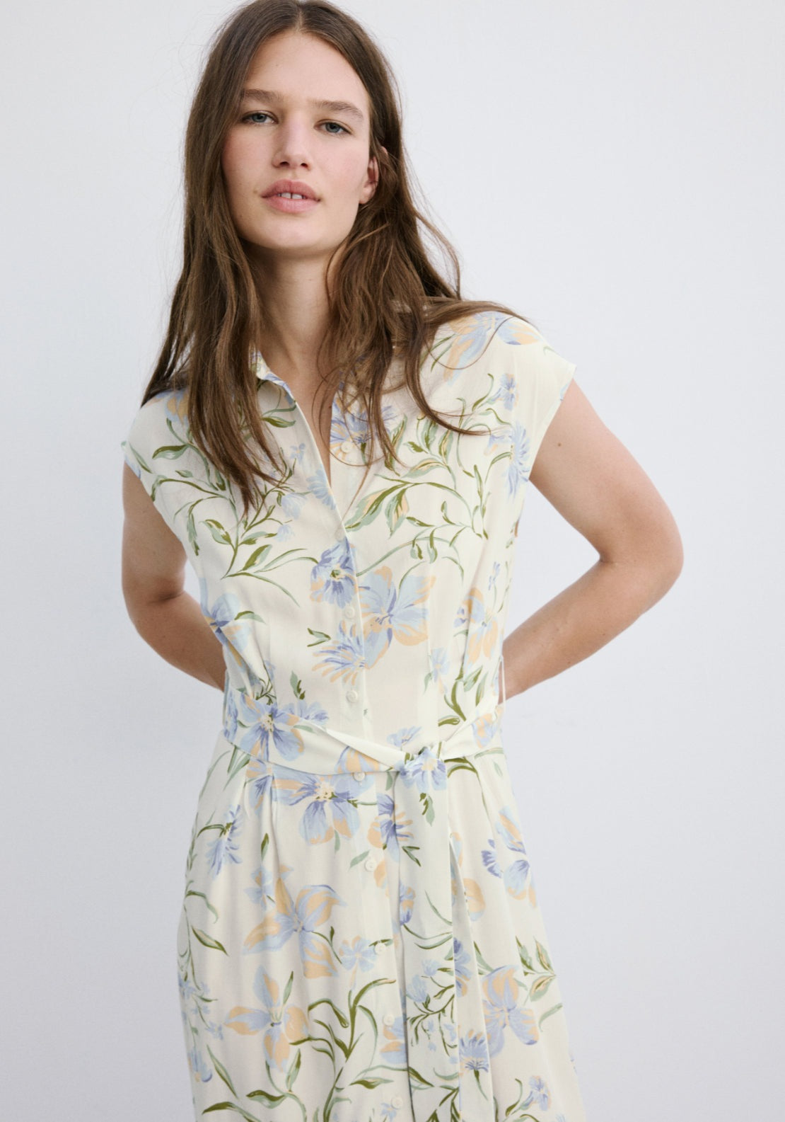 Flowy Flower Printed Dress - White