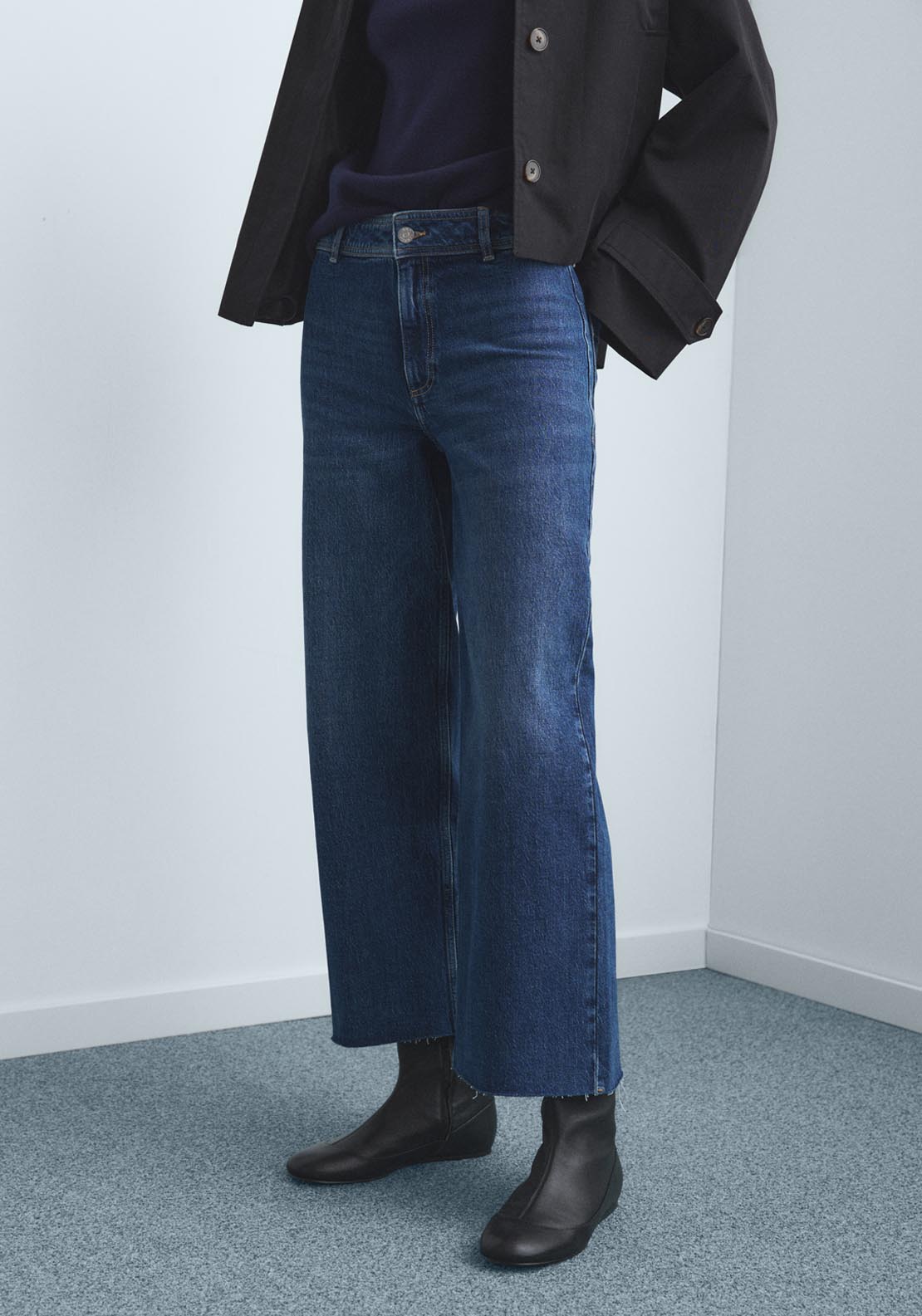 Mango Catherin High Rise Culotte Jeans - Blue 1 Shaws Department Stores