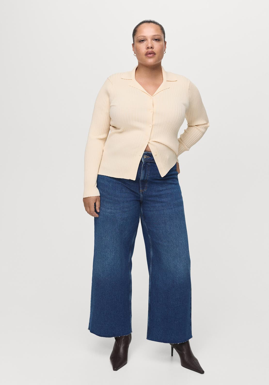 Mango Catherin High Rise Culotte Jeans - Blue 5 Shaws Department Stores