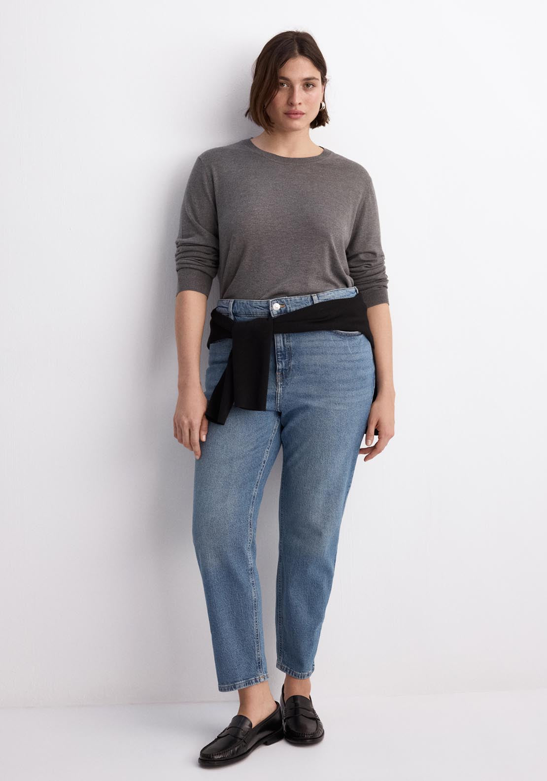 Mango High Rise Comfort Newmom Jeans - Blue 5 Shaws Department Stores