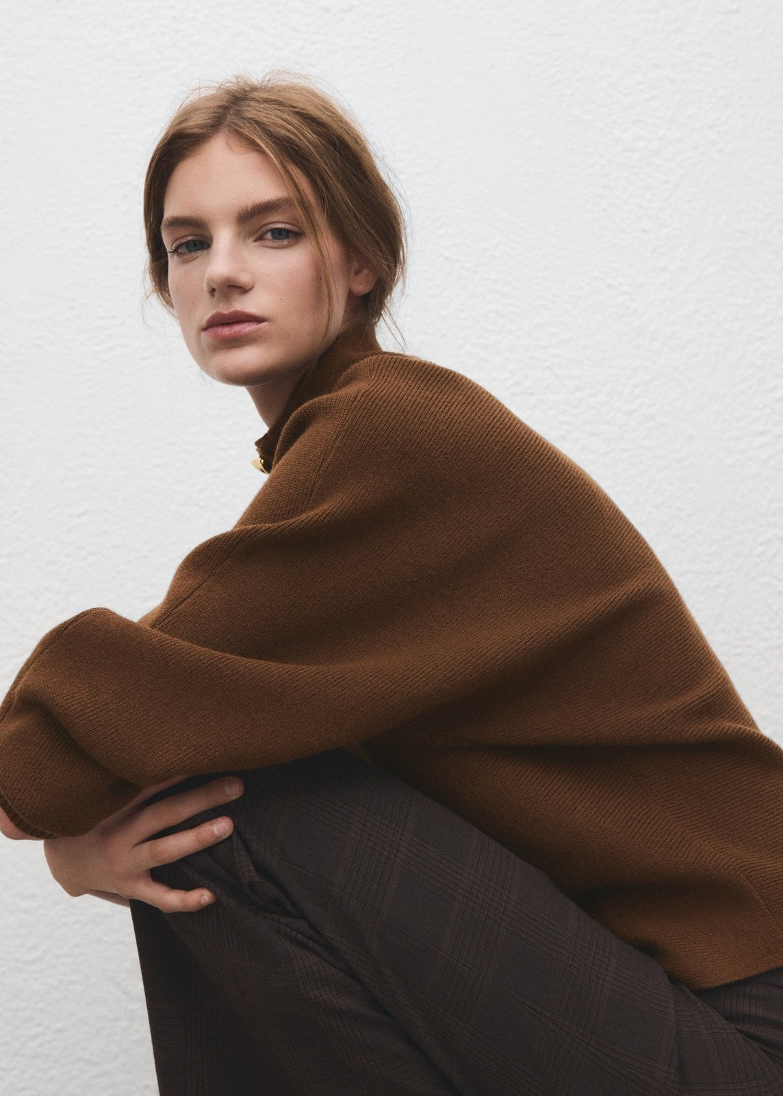 Mango Turtleneck Sweater With Jewel Buttons - Brown 5 Shaws Department Stores