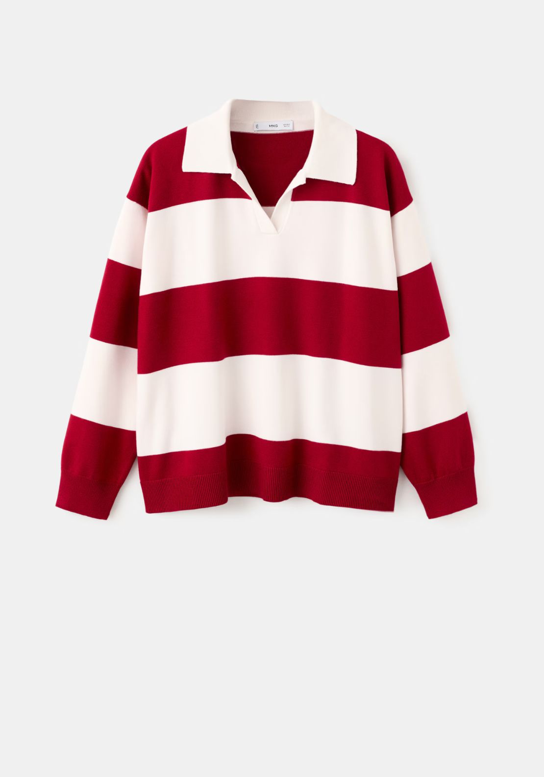 Mango Striped Polo Neck Sweater - Red 5 Shaws Department Stores