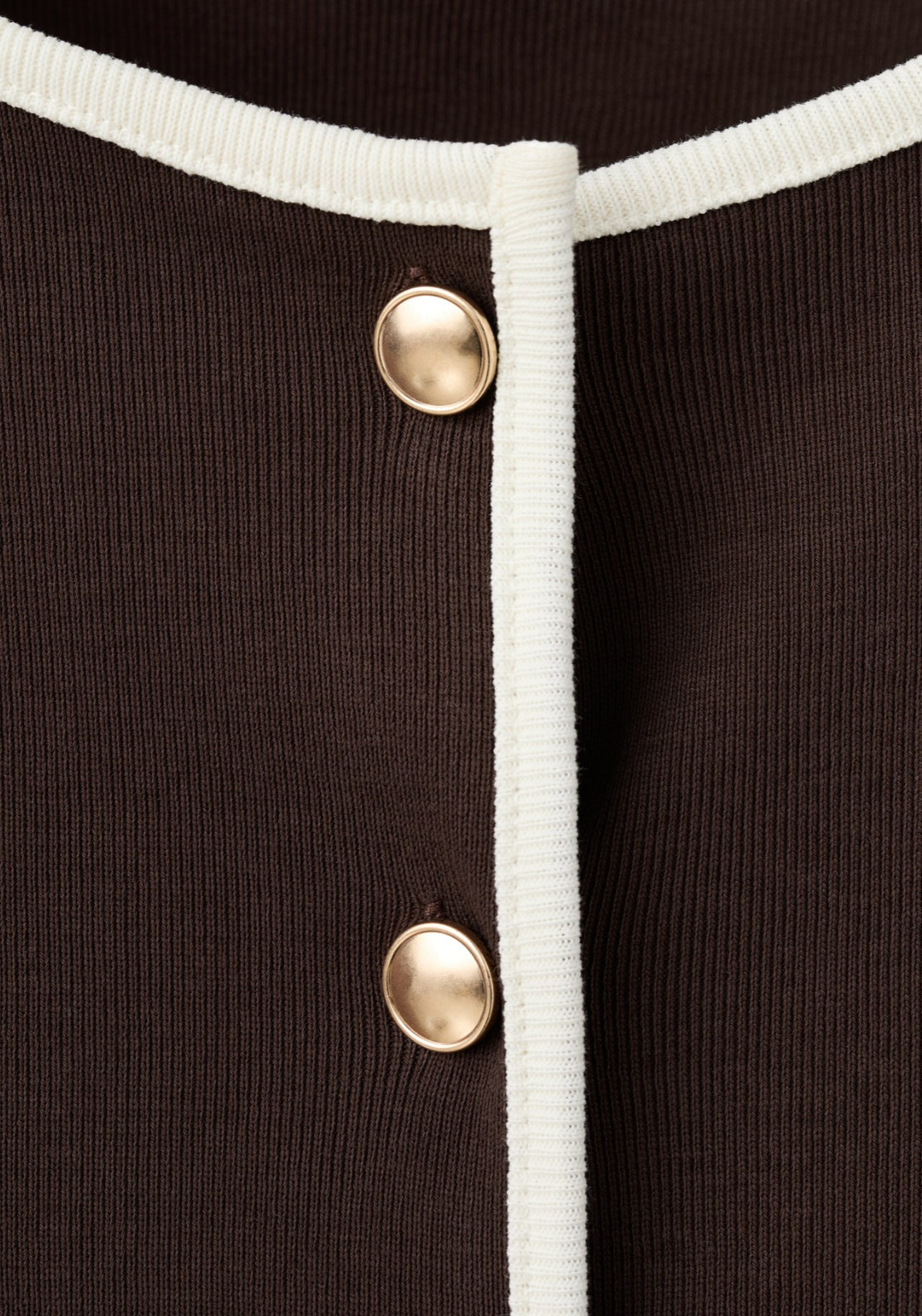 Buttoned Cotton T-Shirt - Brown